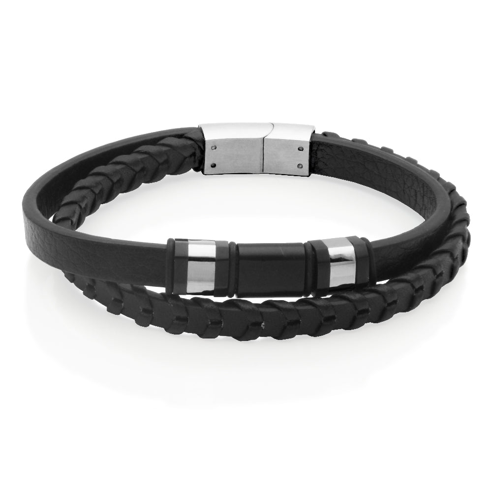 Steelx Two Tone Brac With Black Leather 8.5"