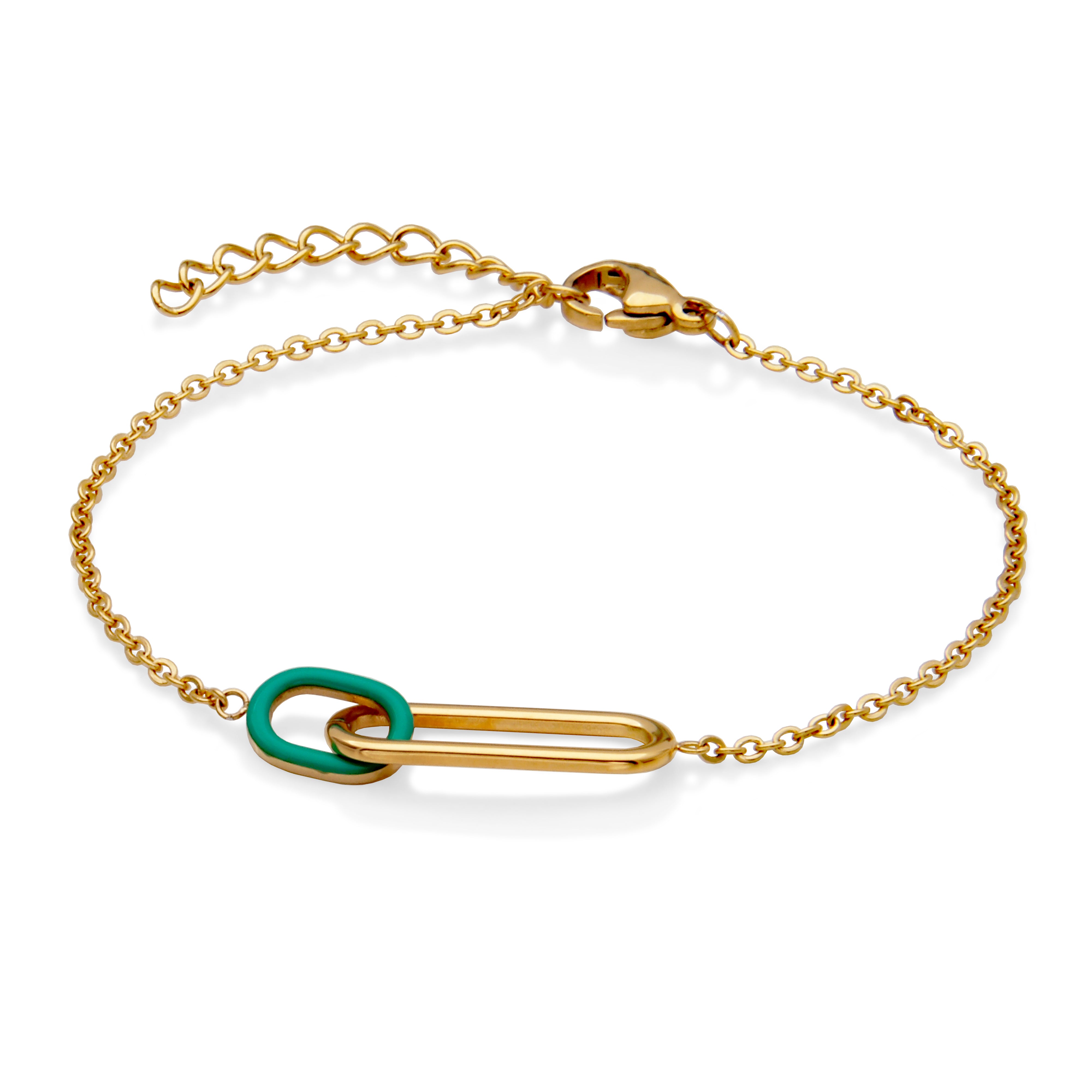 Steelx Ip Gd Interlock Brac Teal Green  Enamel6.25+1.25"