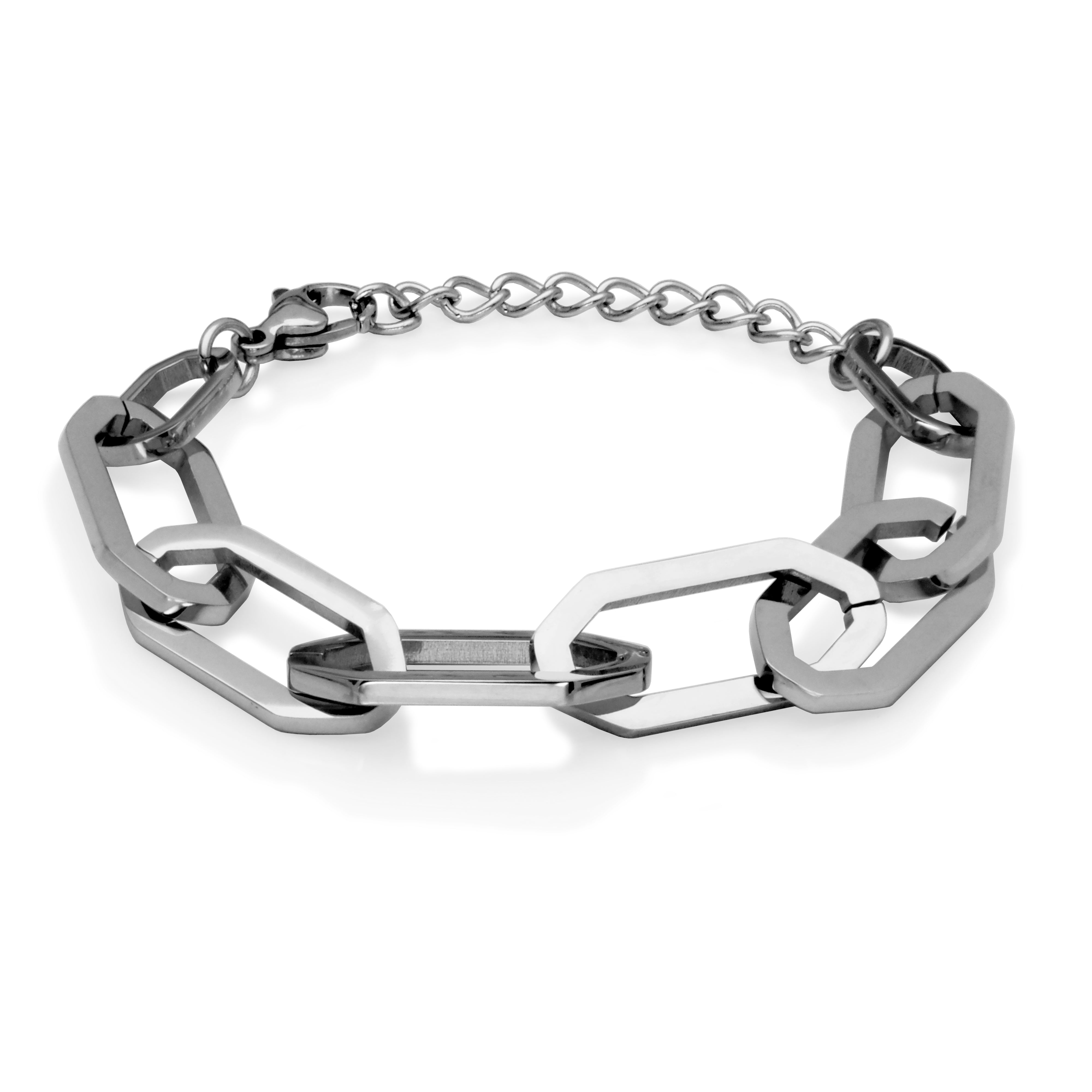 Steelx Geometric  Link Chain Bracelet 6+1.25"