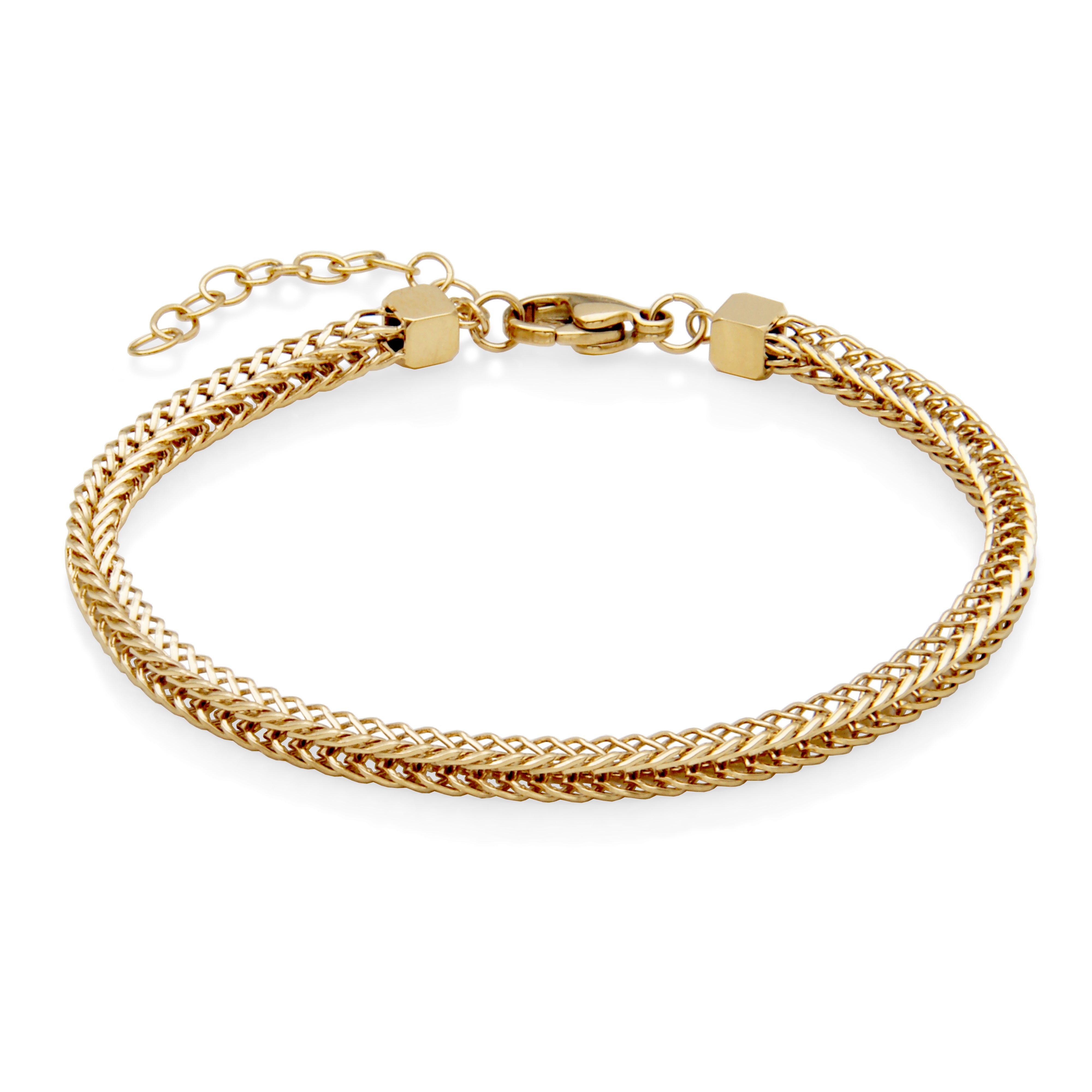 Steelx Ip Gd 4Mm Square Chain  Bracelet 6.75+1.5"