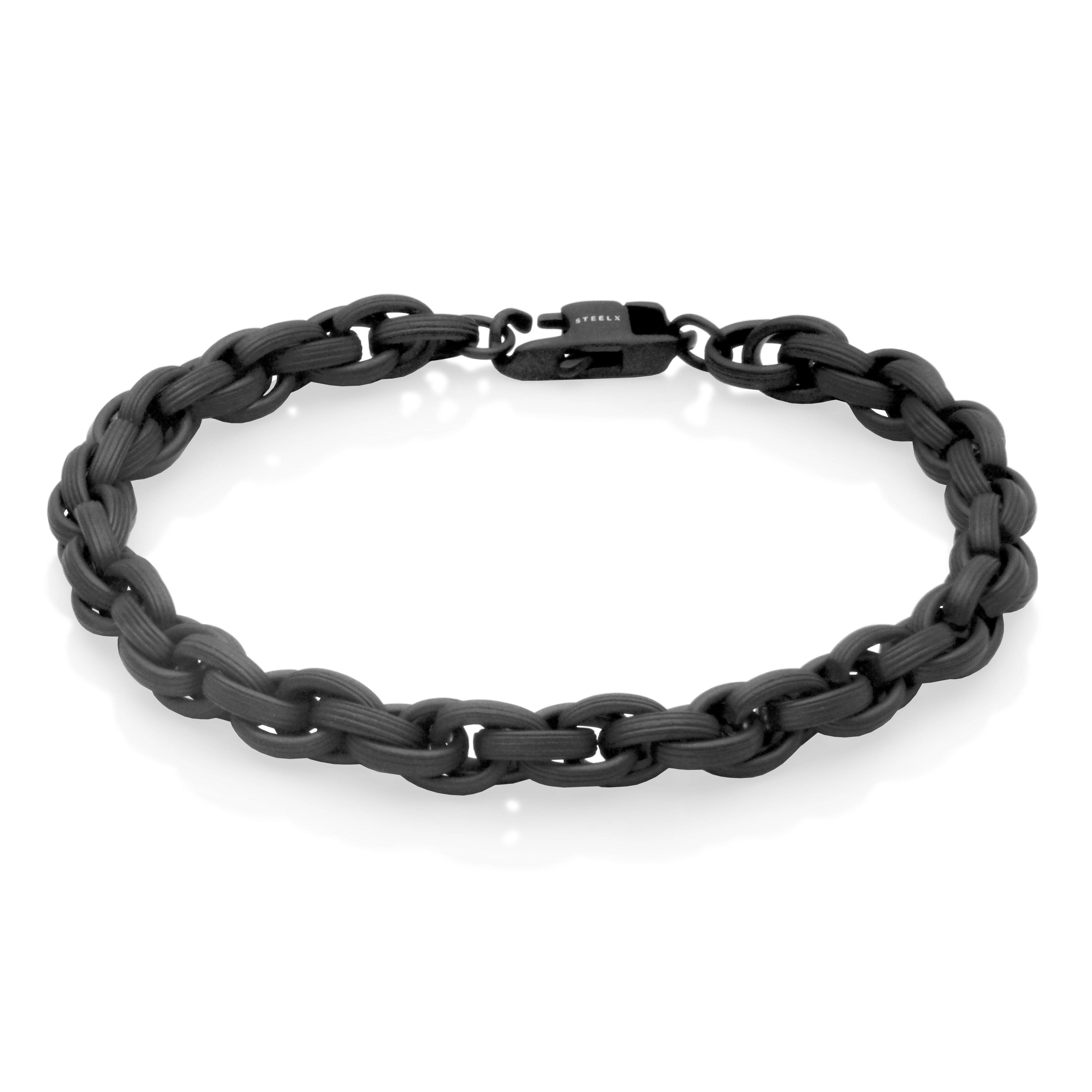 Steelx Ip Black 7Mm Bracelet 8.5"