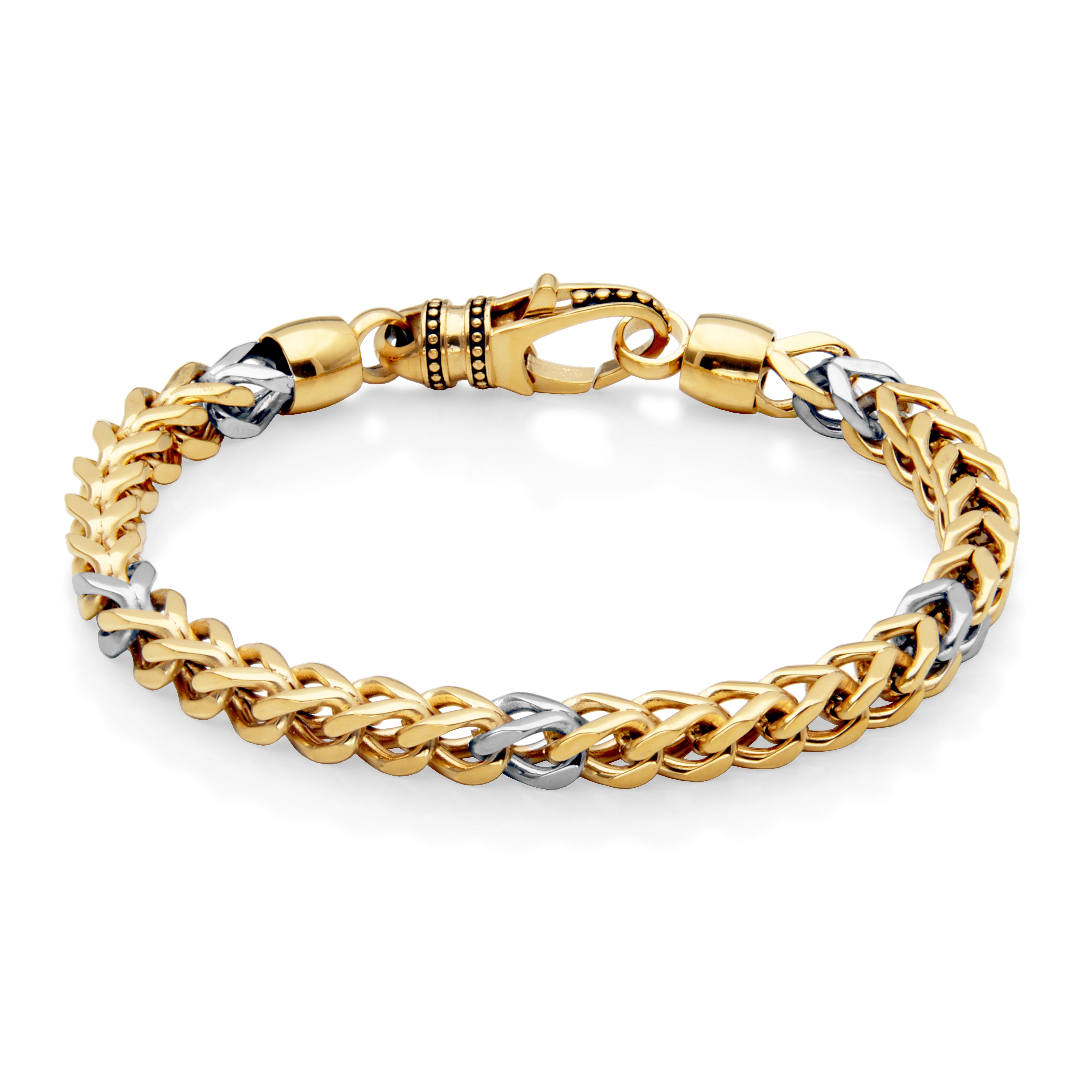 Steelx Ip Gd Two Tone 5.5Mm Square Chain Brac 8.75"
