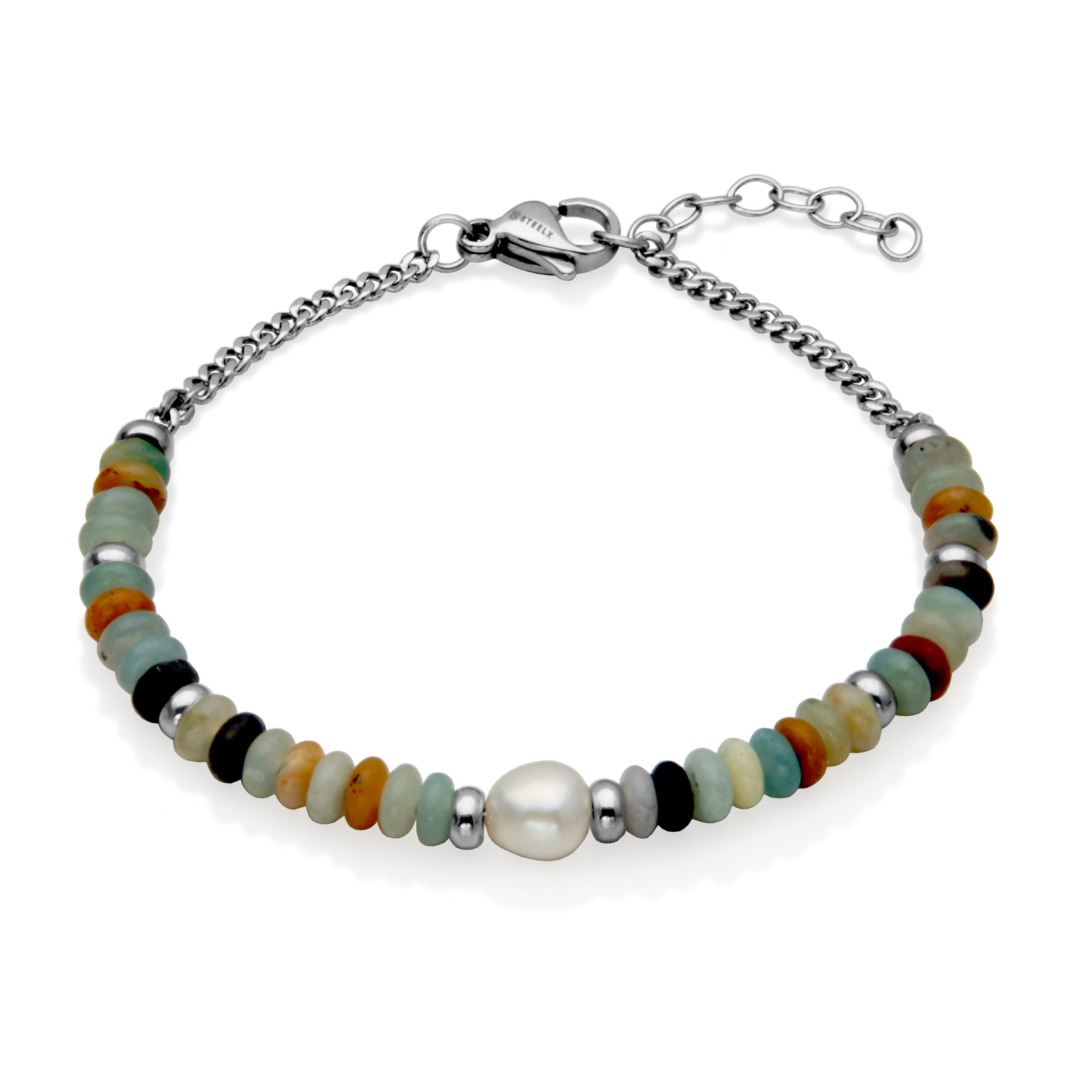 Steelx G Amazonite Beads Baroque Pearl Brac 6.75+1"