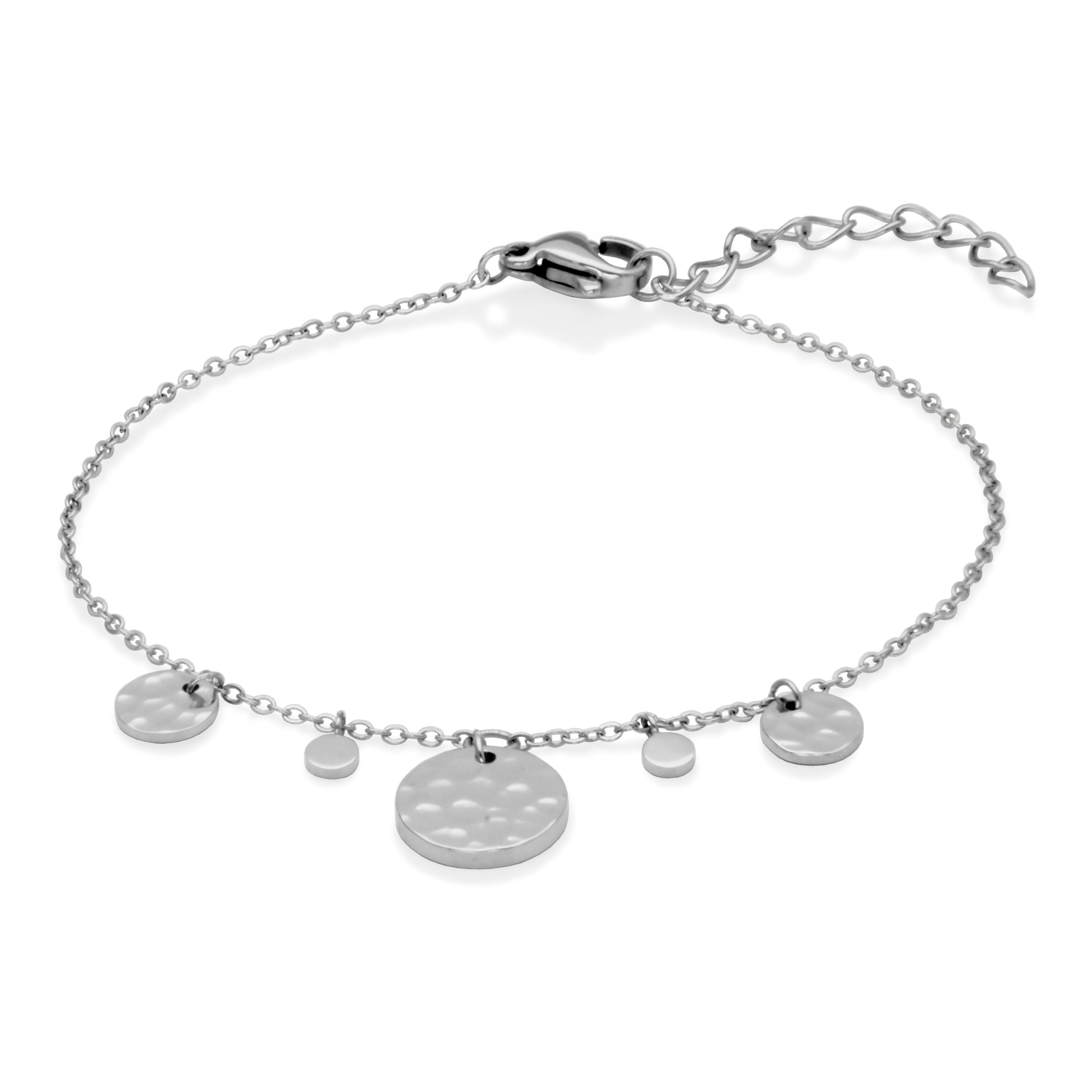 Steelx Hammered Multi-Disc Bead Chain Brac 6.75+1.25"
