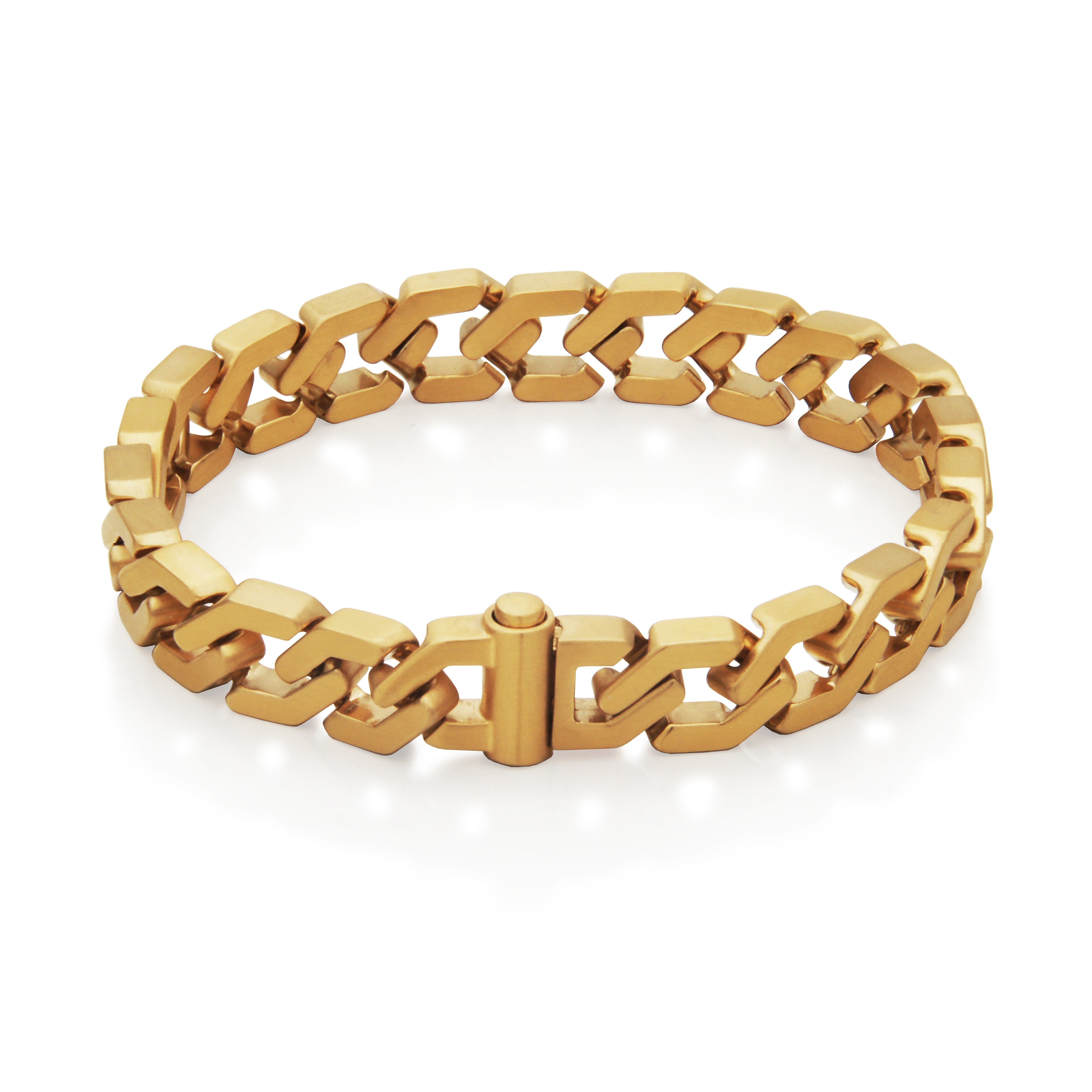 Steelx Matte Ip Gd Cuba Chain  Bracelet 10Mm 8''