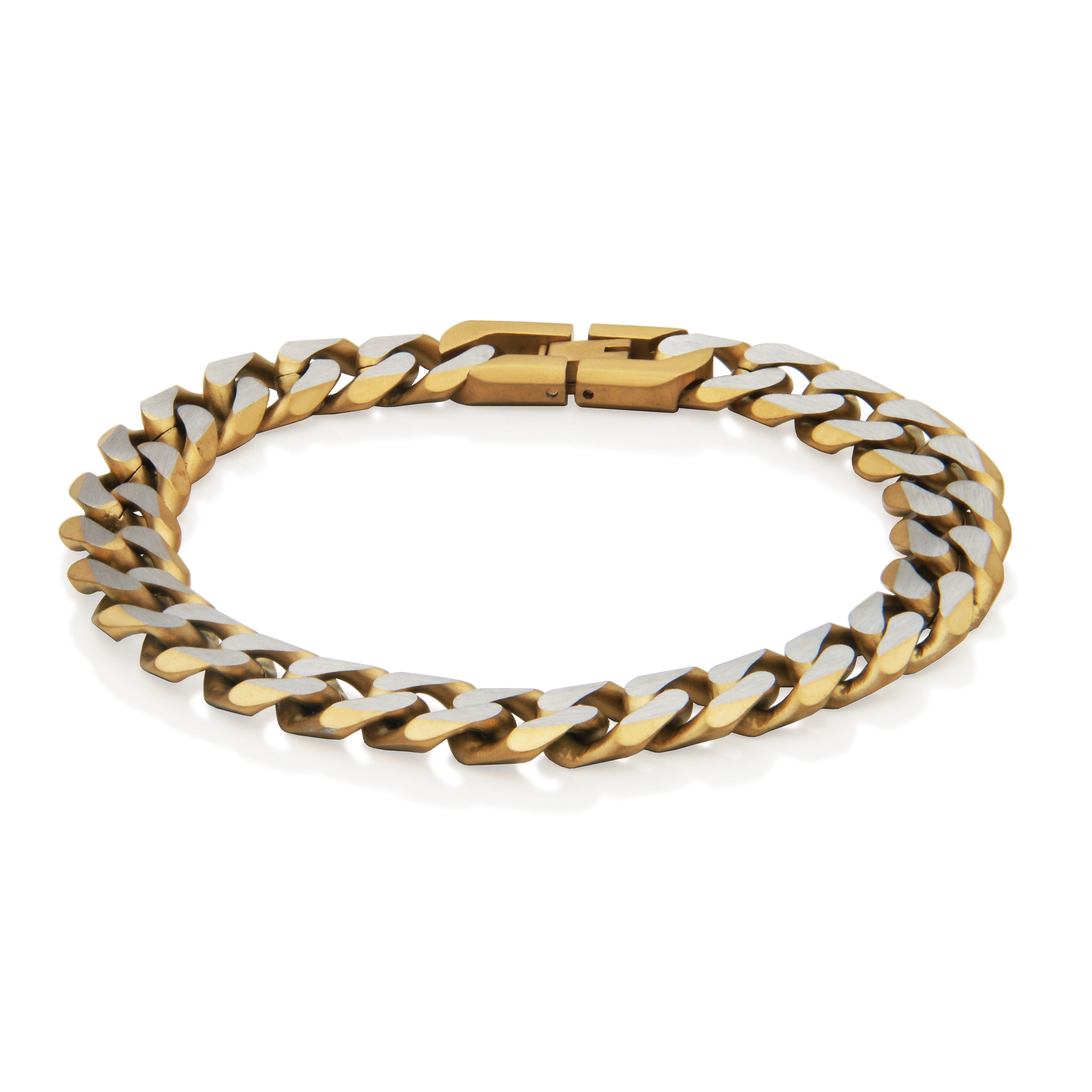 Steelx Two Tone Matte Ip Gd Curb Chain Bracelet 10.5Mm 8.5''