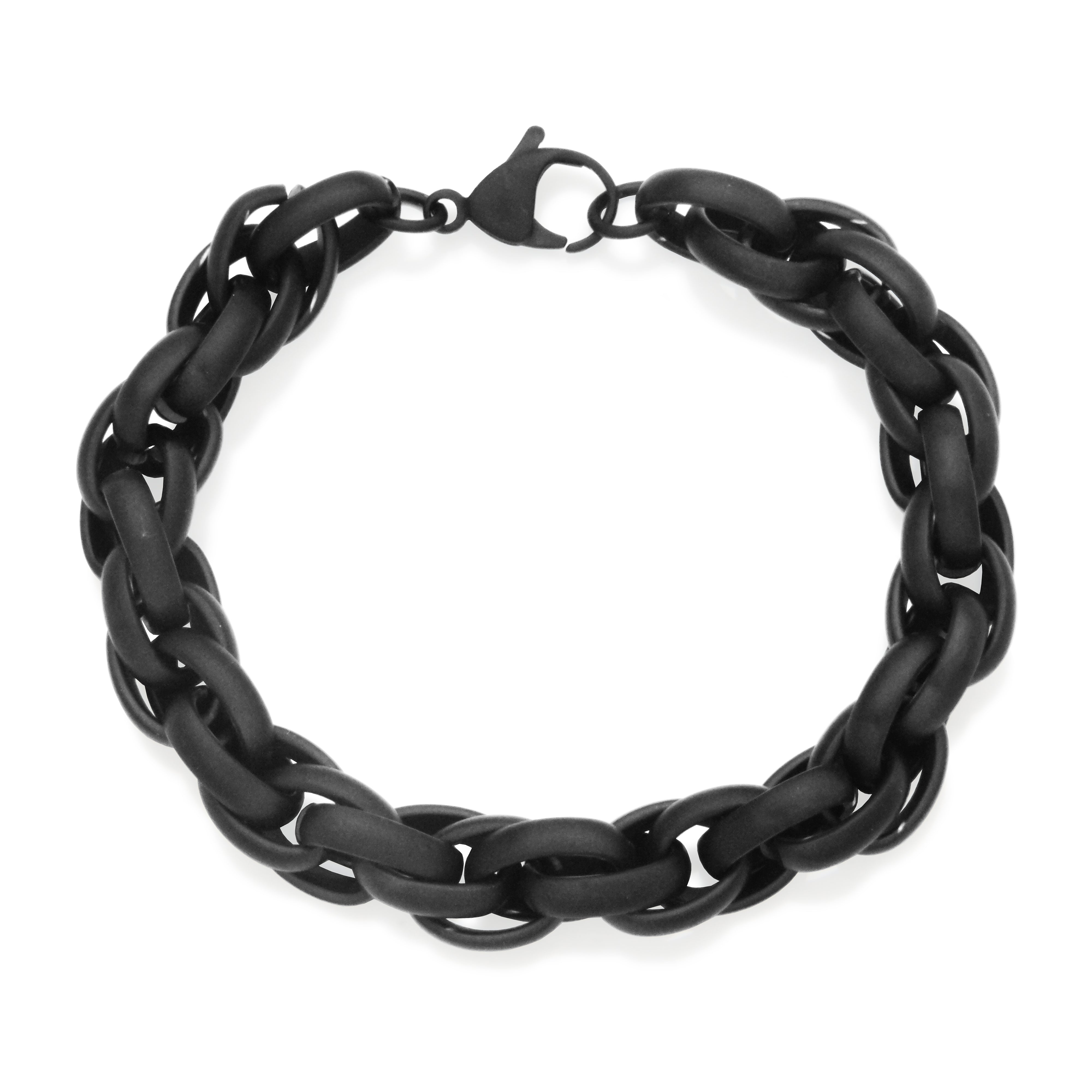 Steelx Ip Antique Black Matte Oval Link Chain Bracelet 11Mm 8.5"