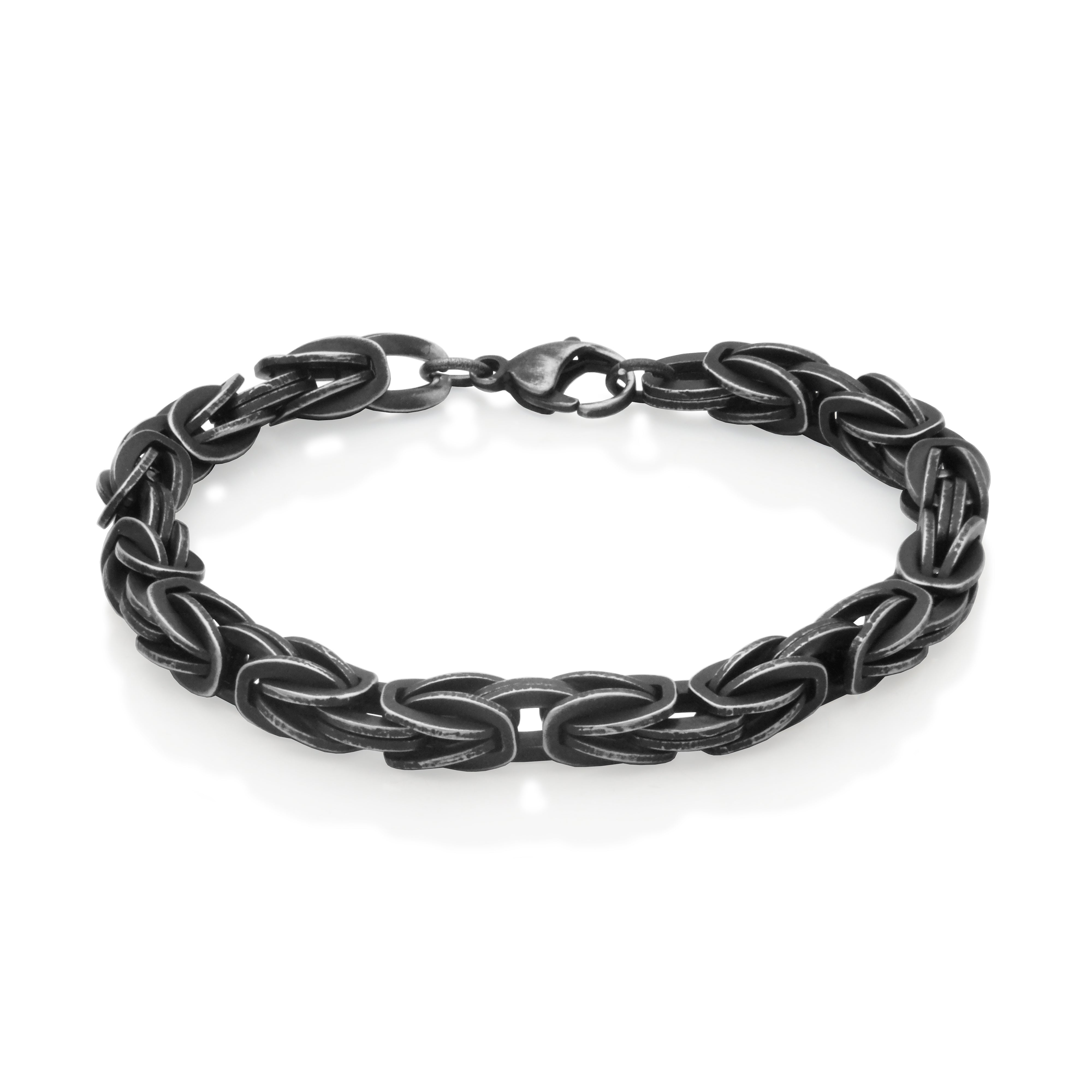Steelx Ip Antique Black Byzantine Link Bracelet 7.5Mm 8.5"