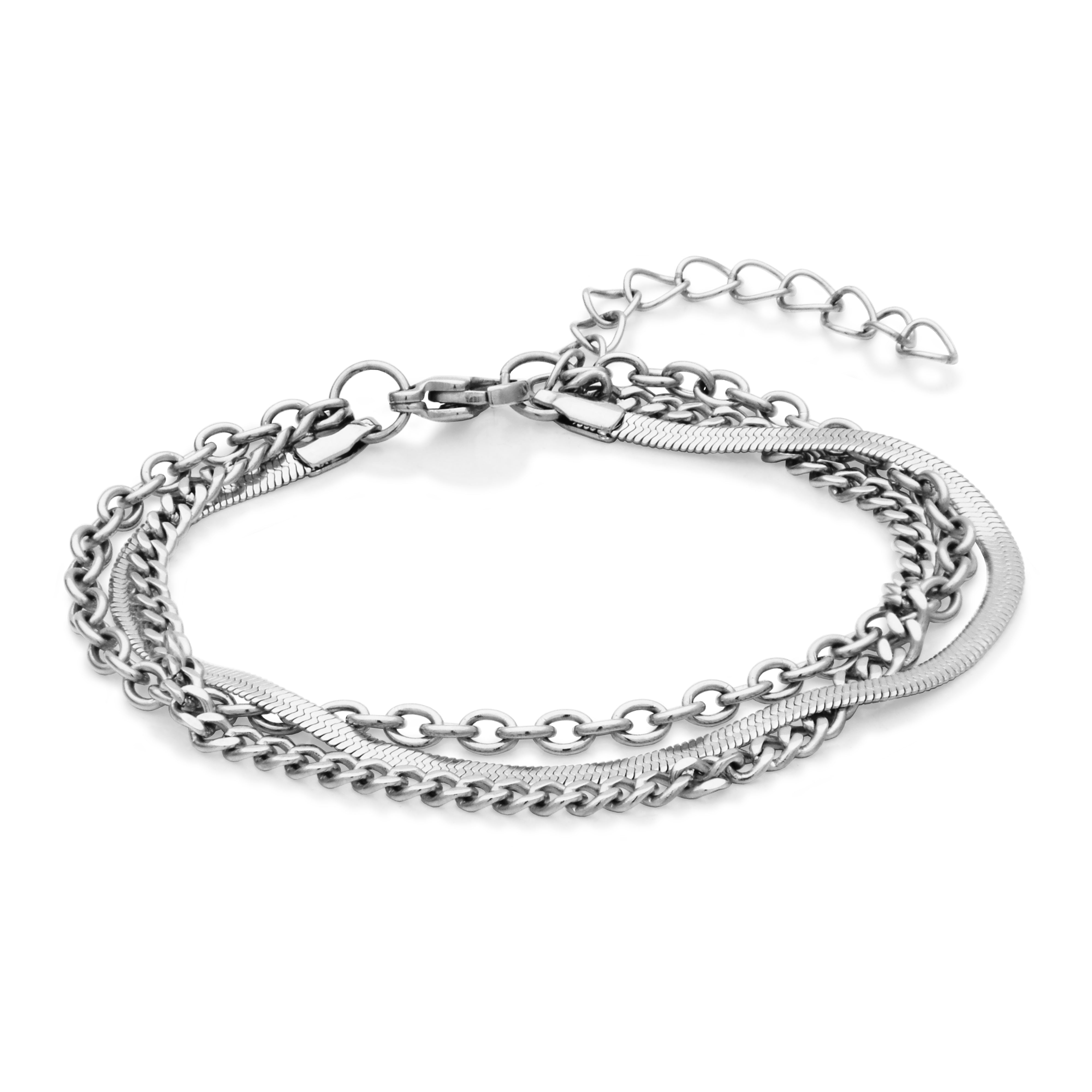Steelx Triple Layers Chain Bracelet 6.25+1.25"