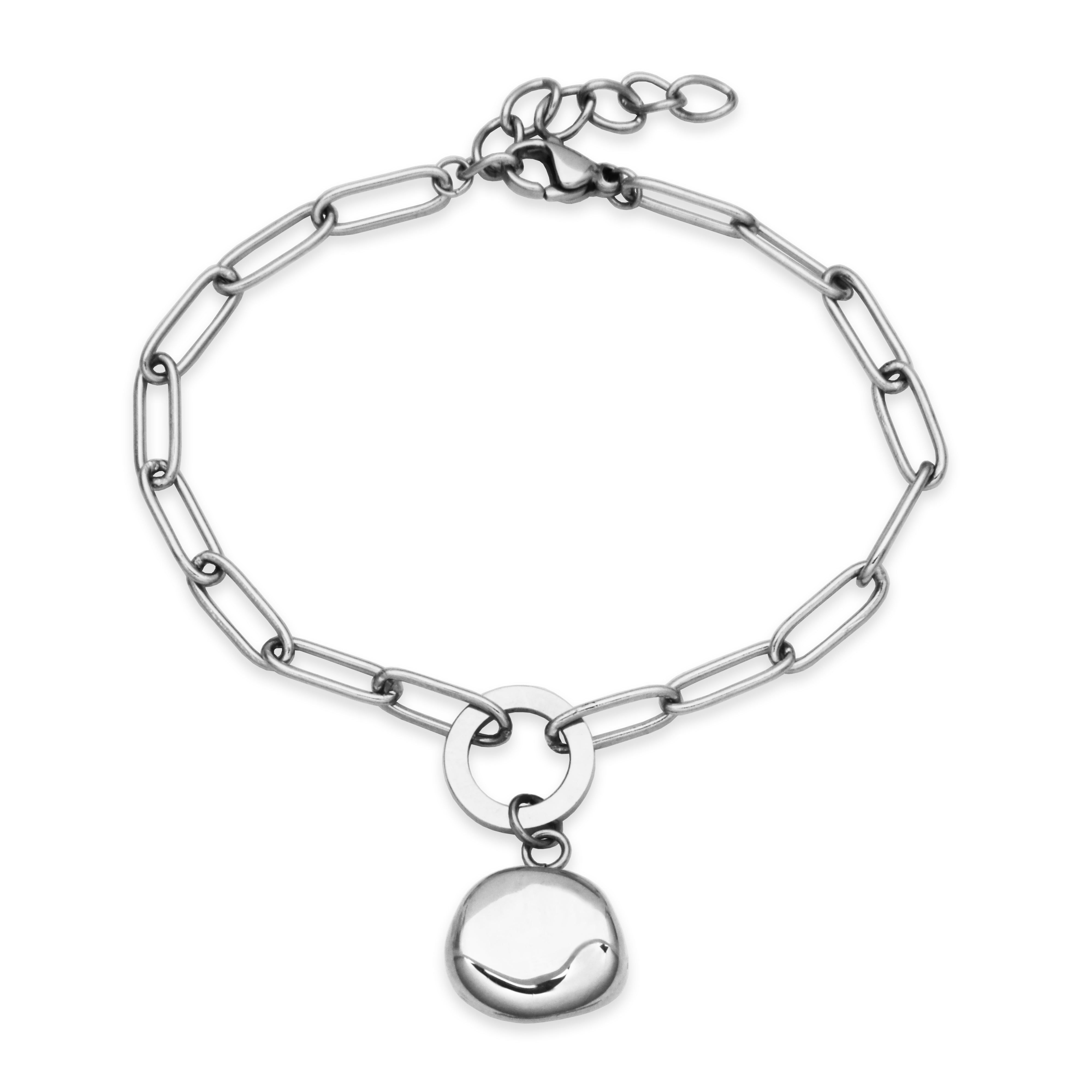Steelx  Concave Pebble Charm13*14Mm  Bracelet 7+1.5"