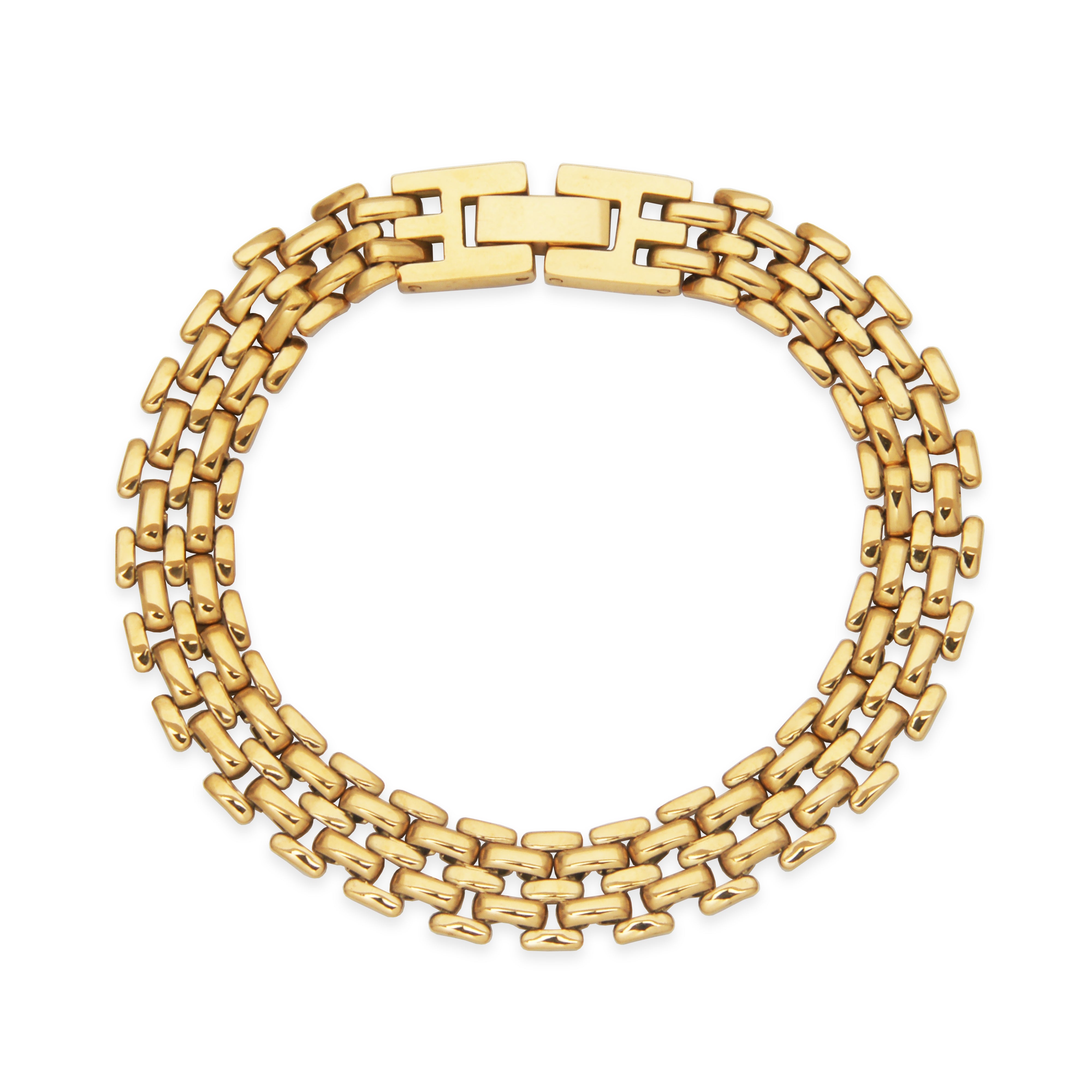 Steelx Ip Gd 9Mm Watch Style Bracelet 7.5"