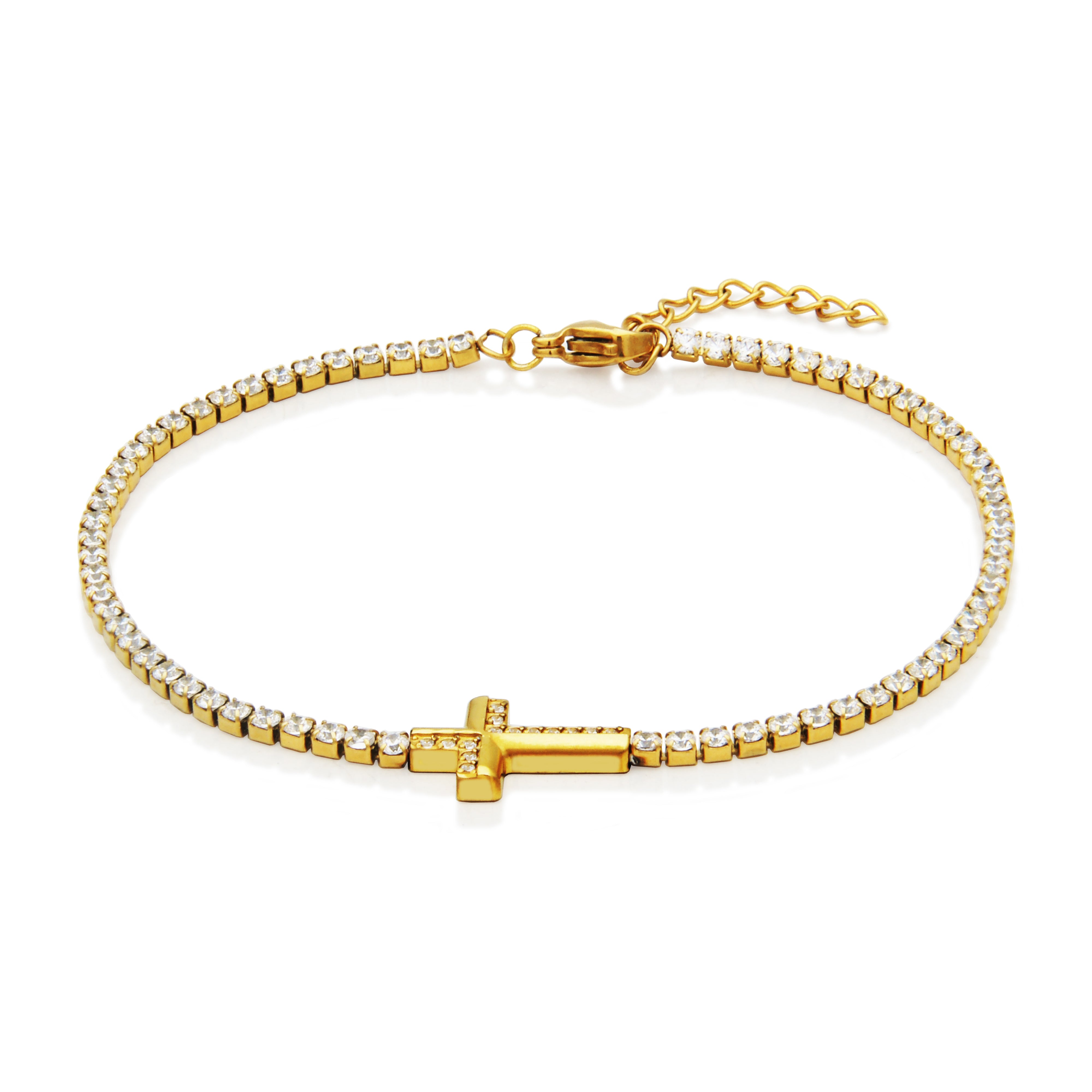 Steelx Ip Gd Cross 10*15Mm  With 2Mm Cz 7.5+1.25"