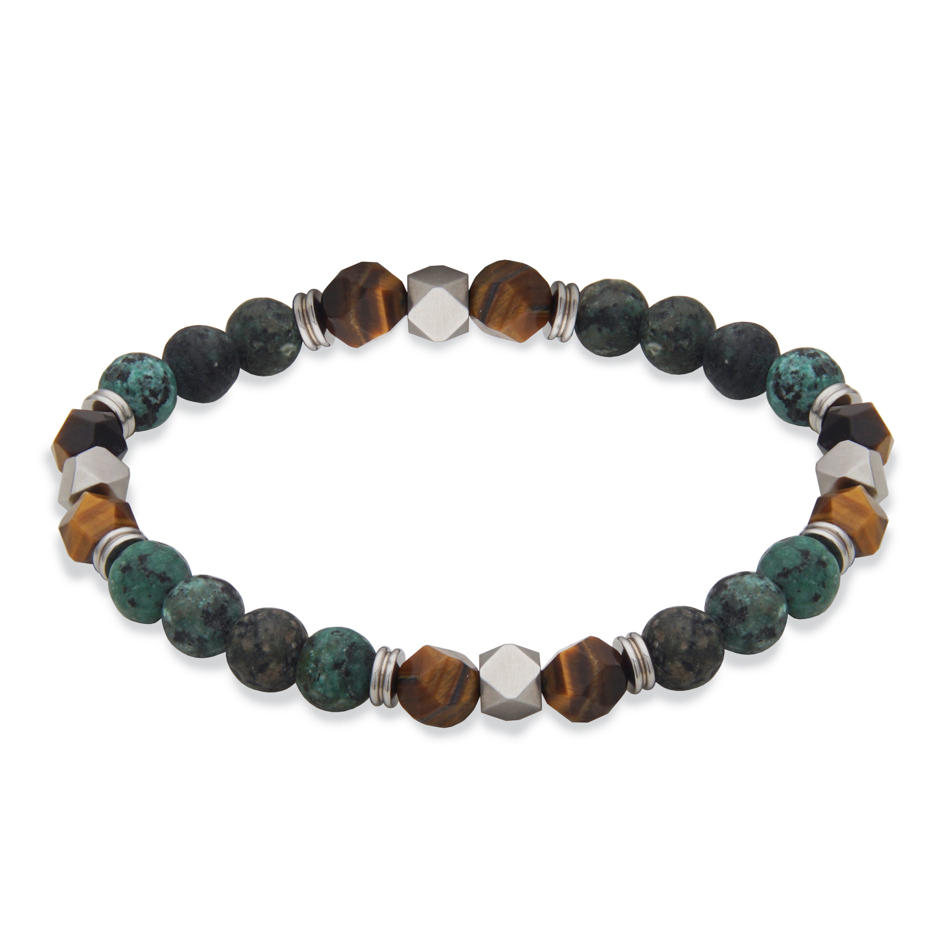 Steelx  8Mm Tiger Eye /African Stone Matt Bracelet 8"