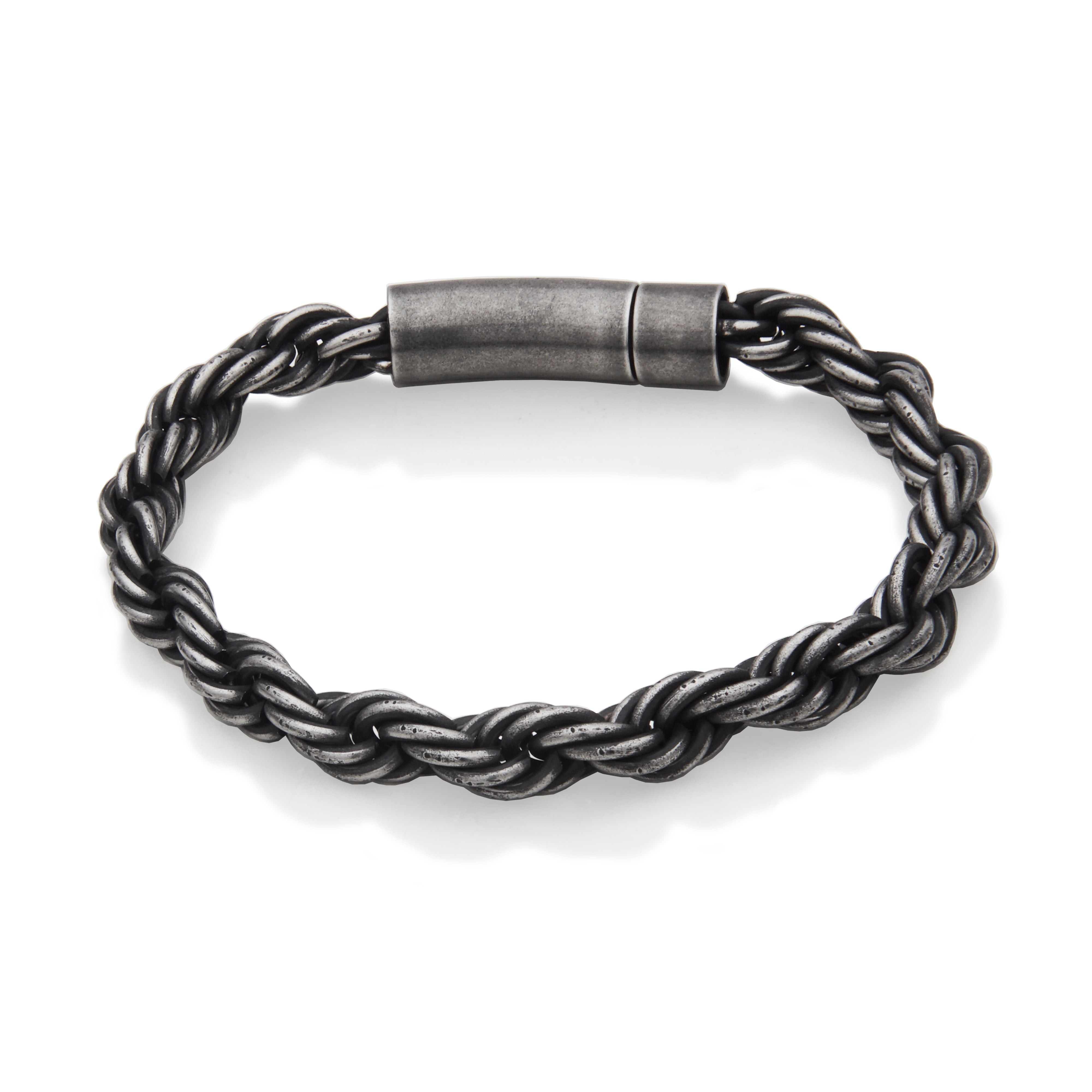 Steelx Ip Black 7Mm Rope Chain Bracelet 8.75"