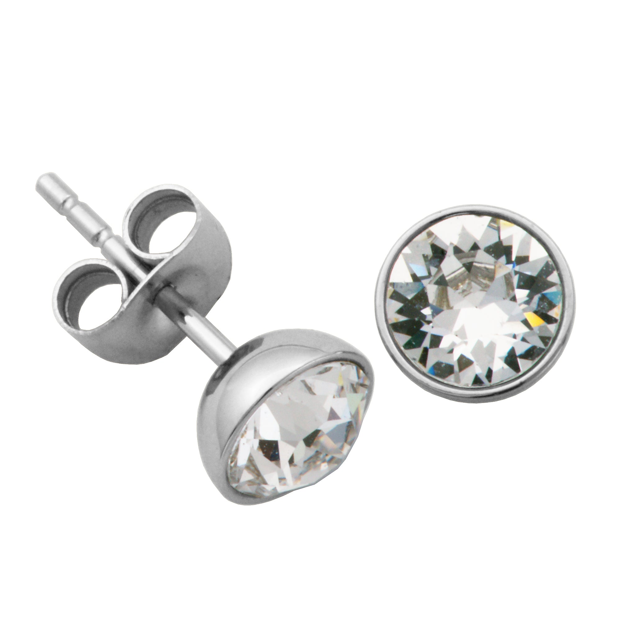 CJ Steelx 6mm Swarovski Stud Earrings - Silver