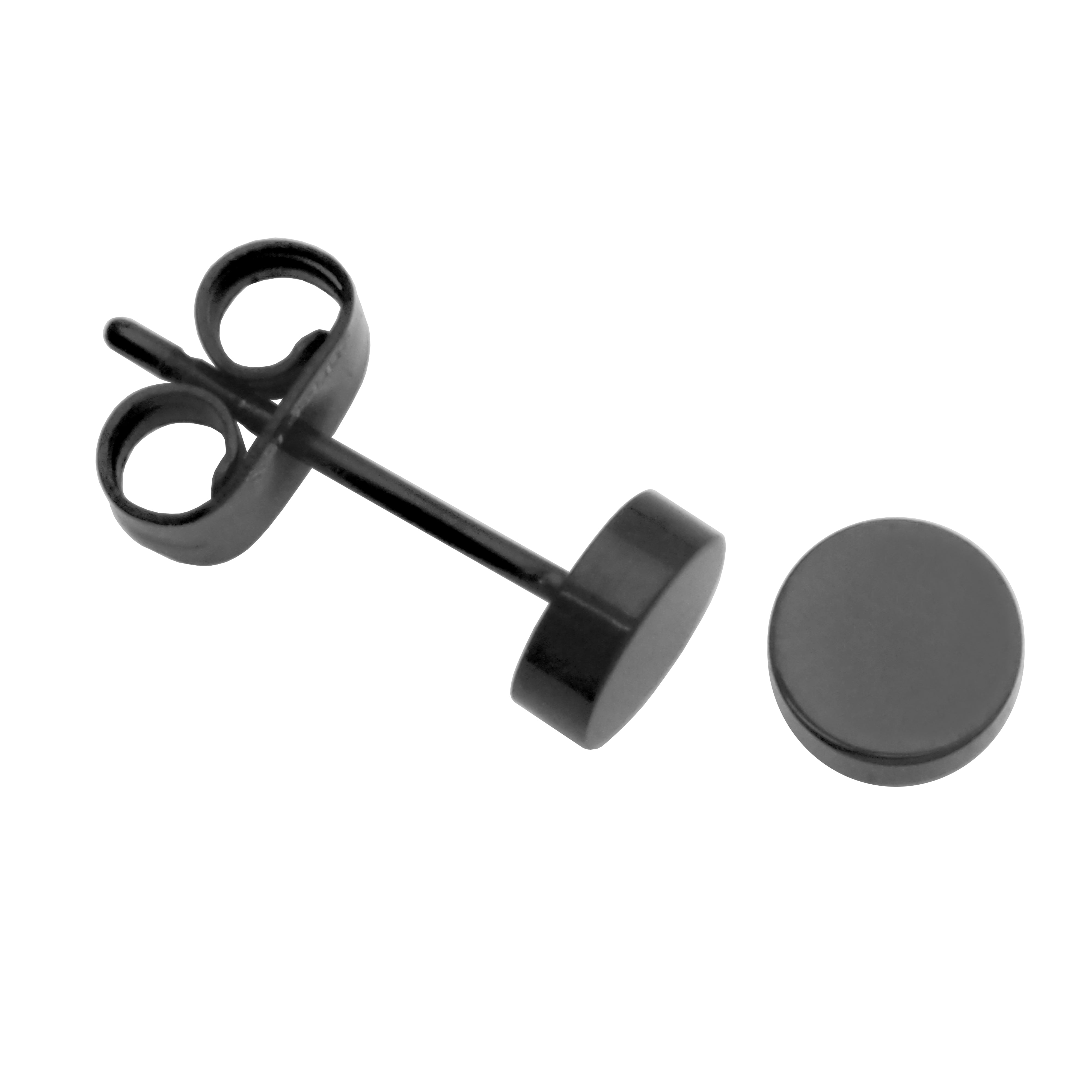CJ Steelx 5mm IP Black Stud Stainless Steel Earrings