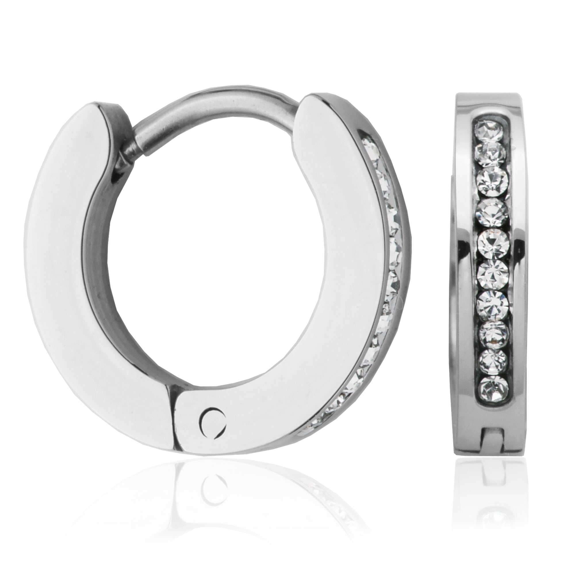 Steelx 13.5Mm Clear Crystal Huggie Earrings