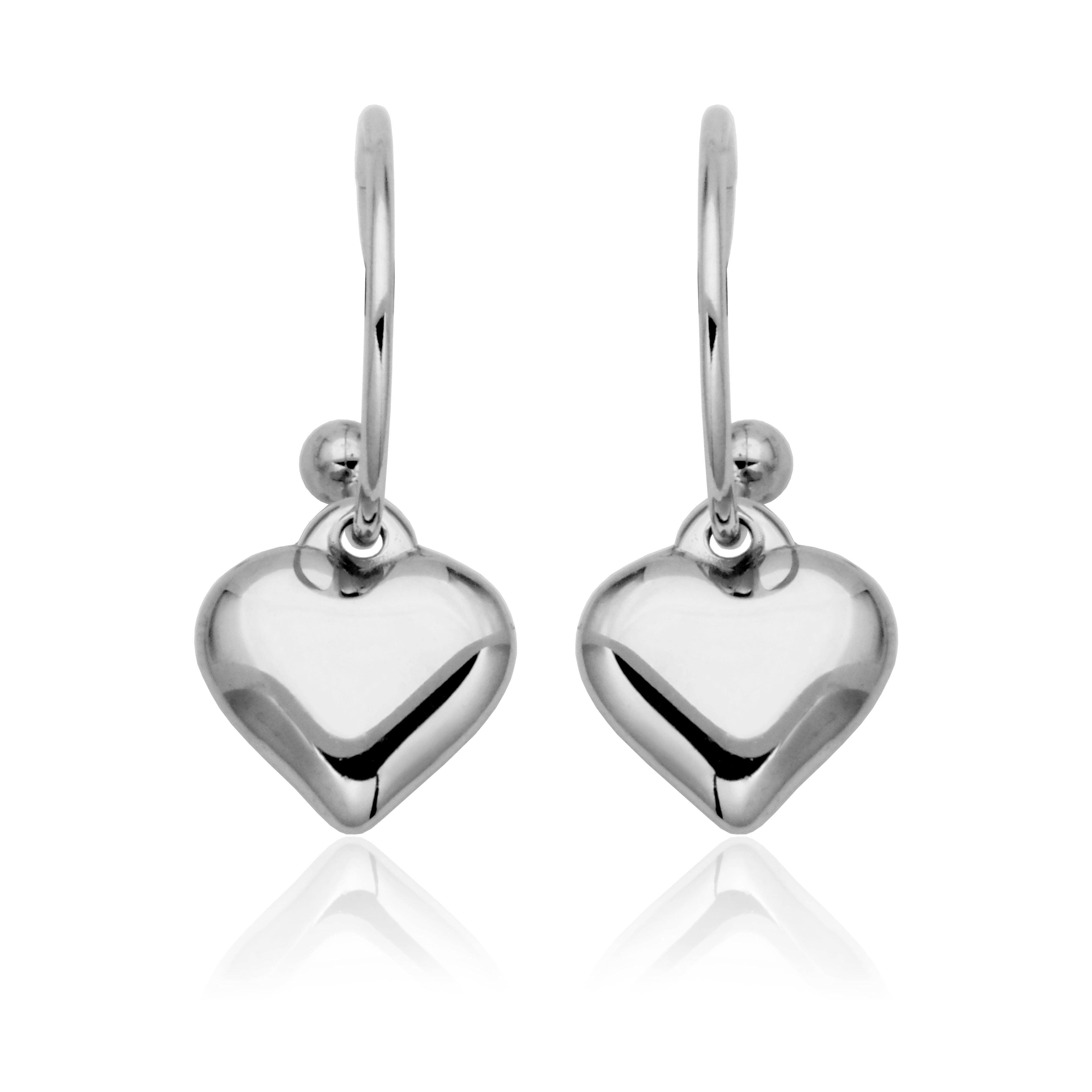 Steelx Puffy Heart 15 Mm  Open Hoop Earrings