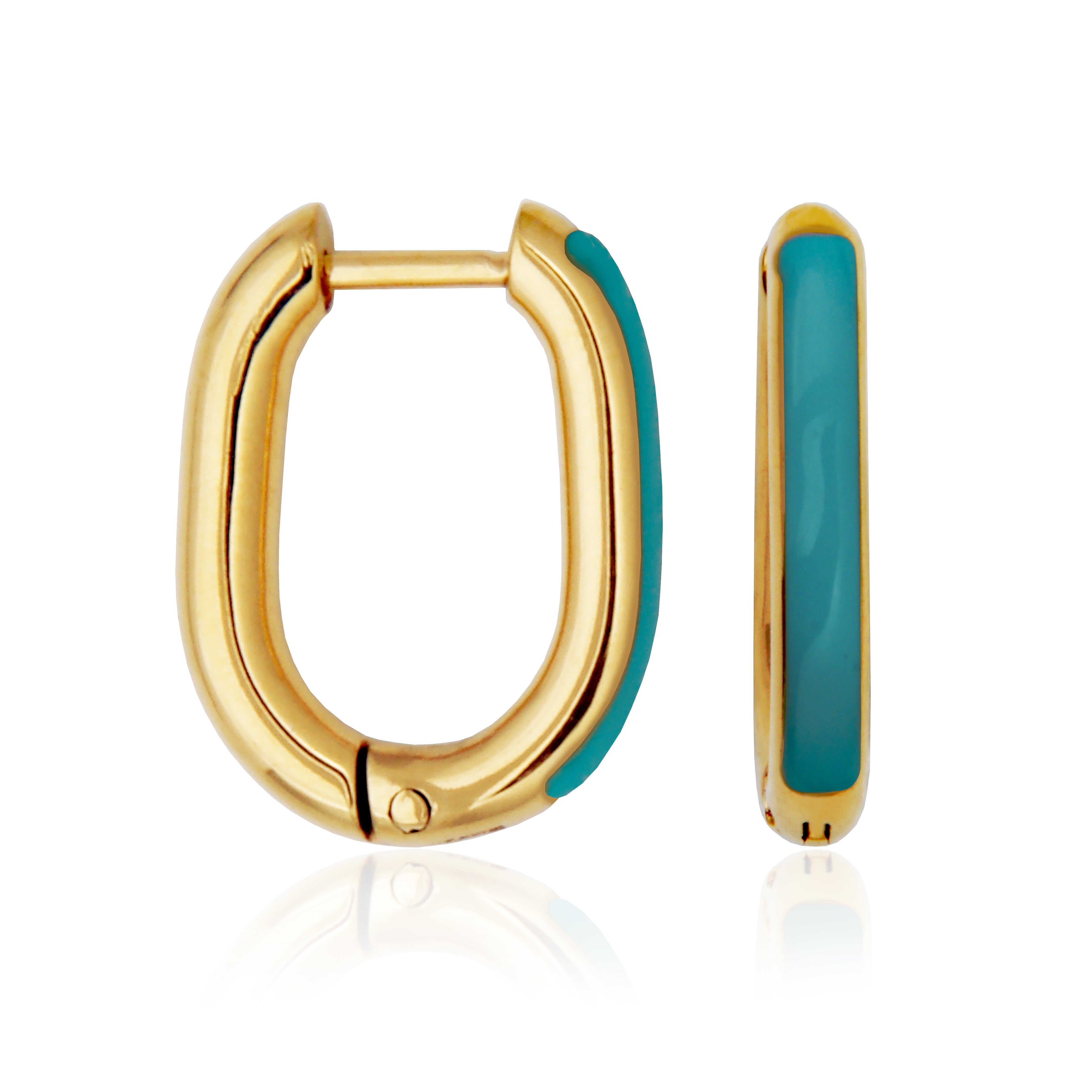 Steelx Ip Gd Turquoise Enamel Huggie Hoop 12*16Mm