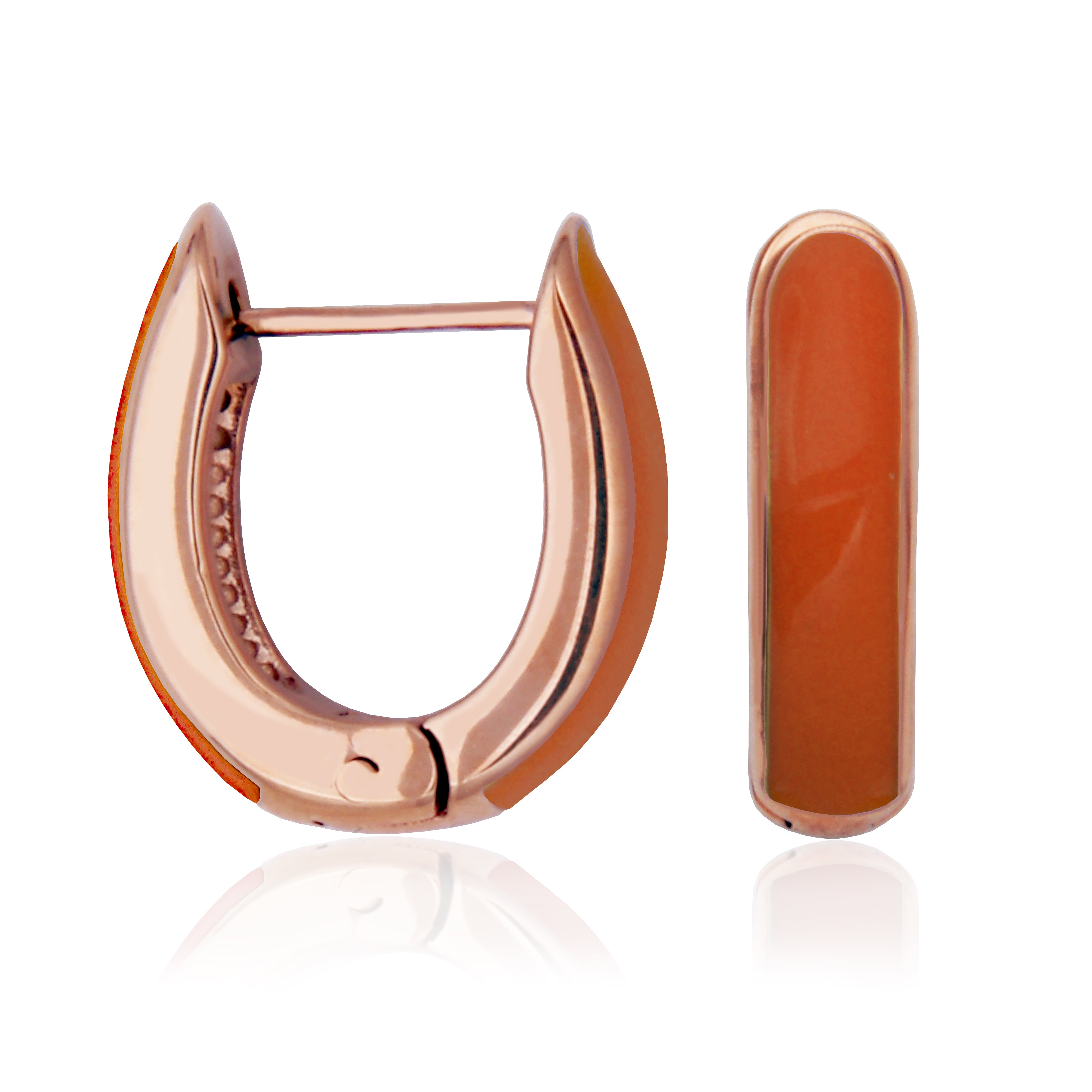 Steelx Ip Rose Orange Enamel Huggie Hoop 16*18Mm