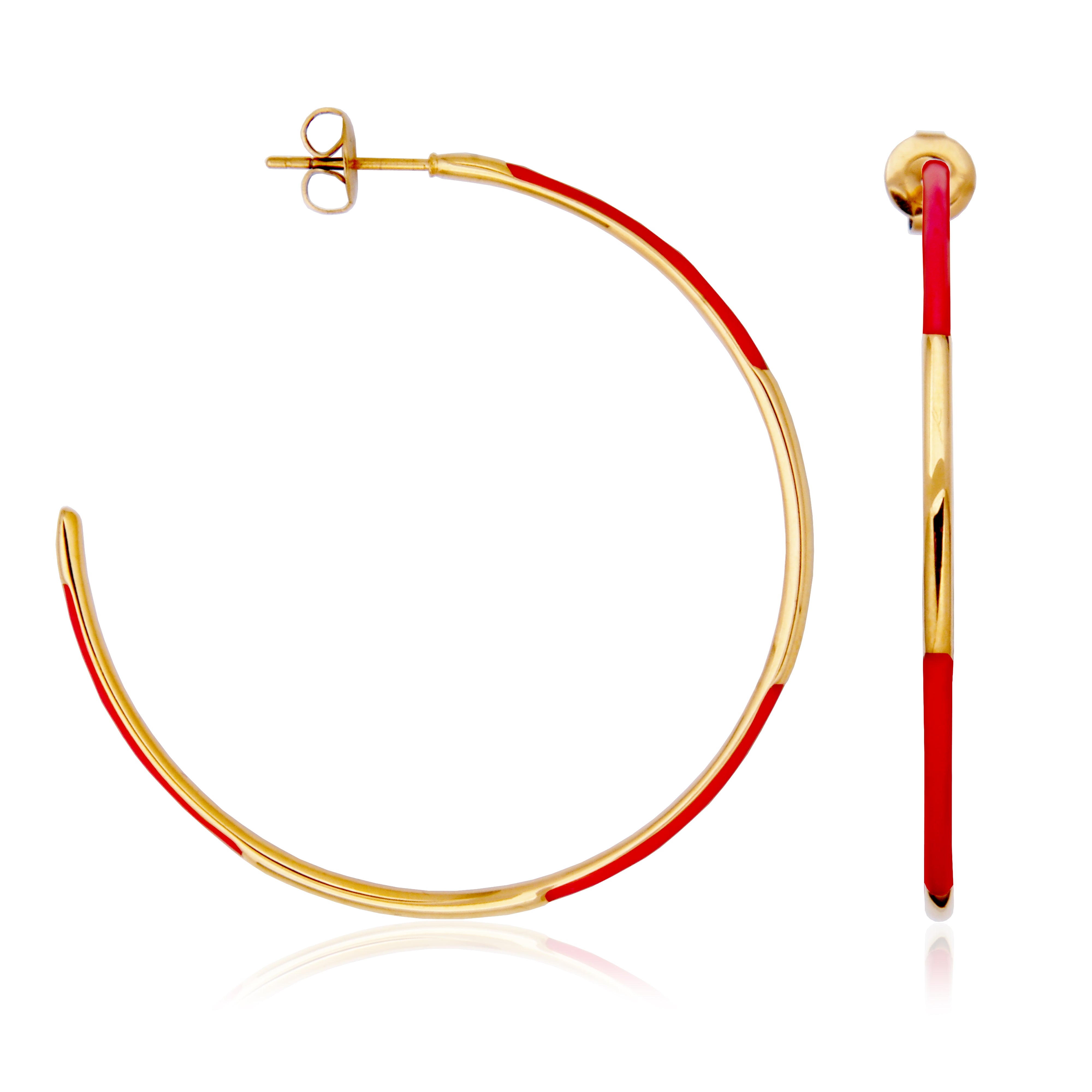 Steelx Ip Gd Hot Pink Enamel Slim Hoop 50Mm