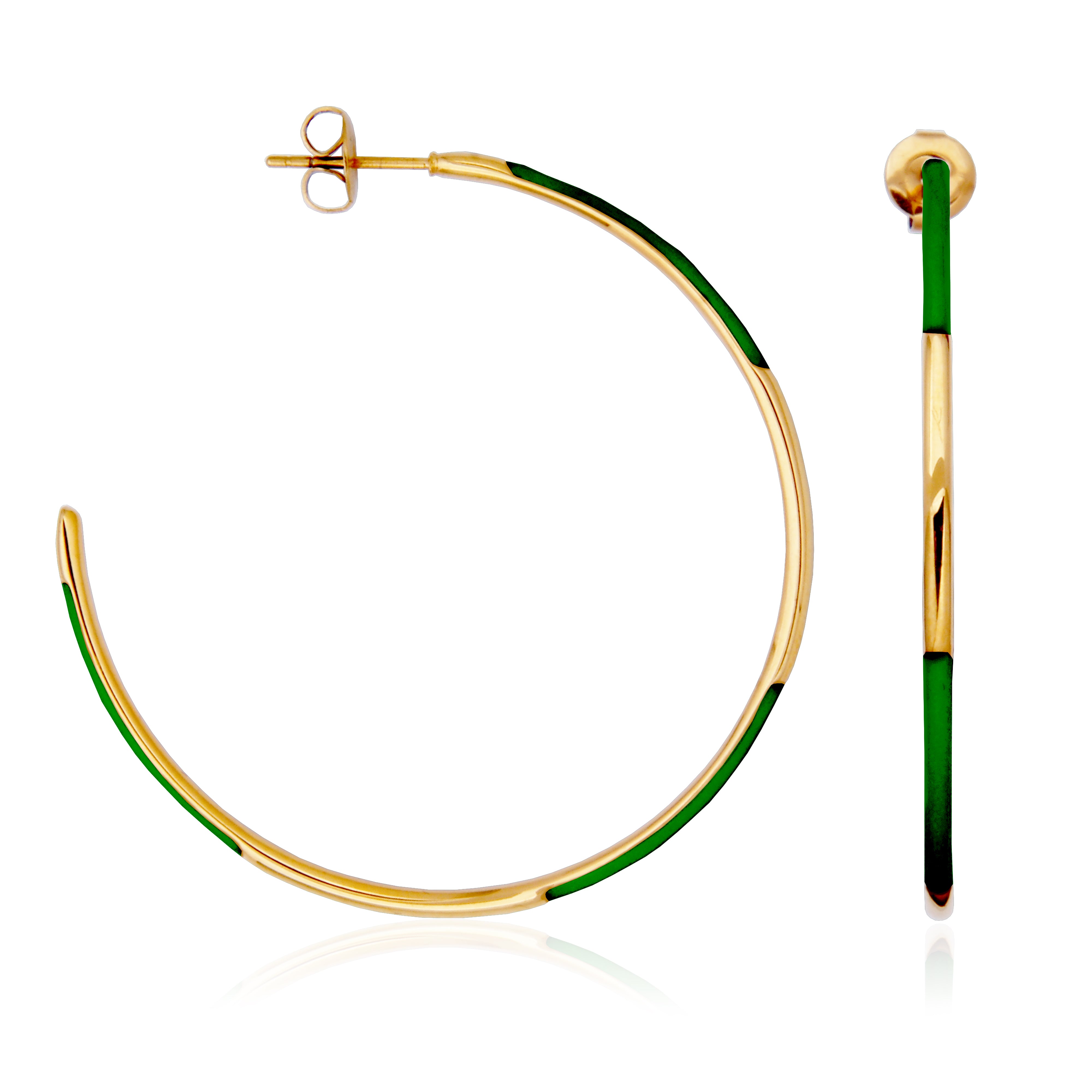 Steelx Ip Gd Teal Green Enamel  Slim Hoop 60Mm