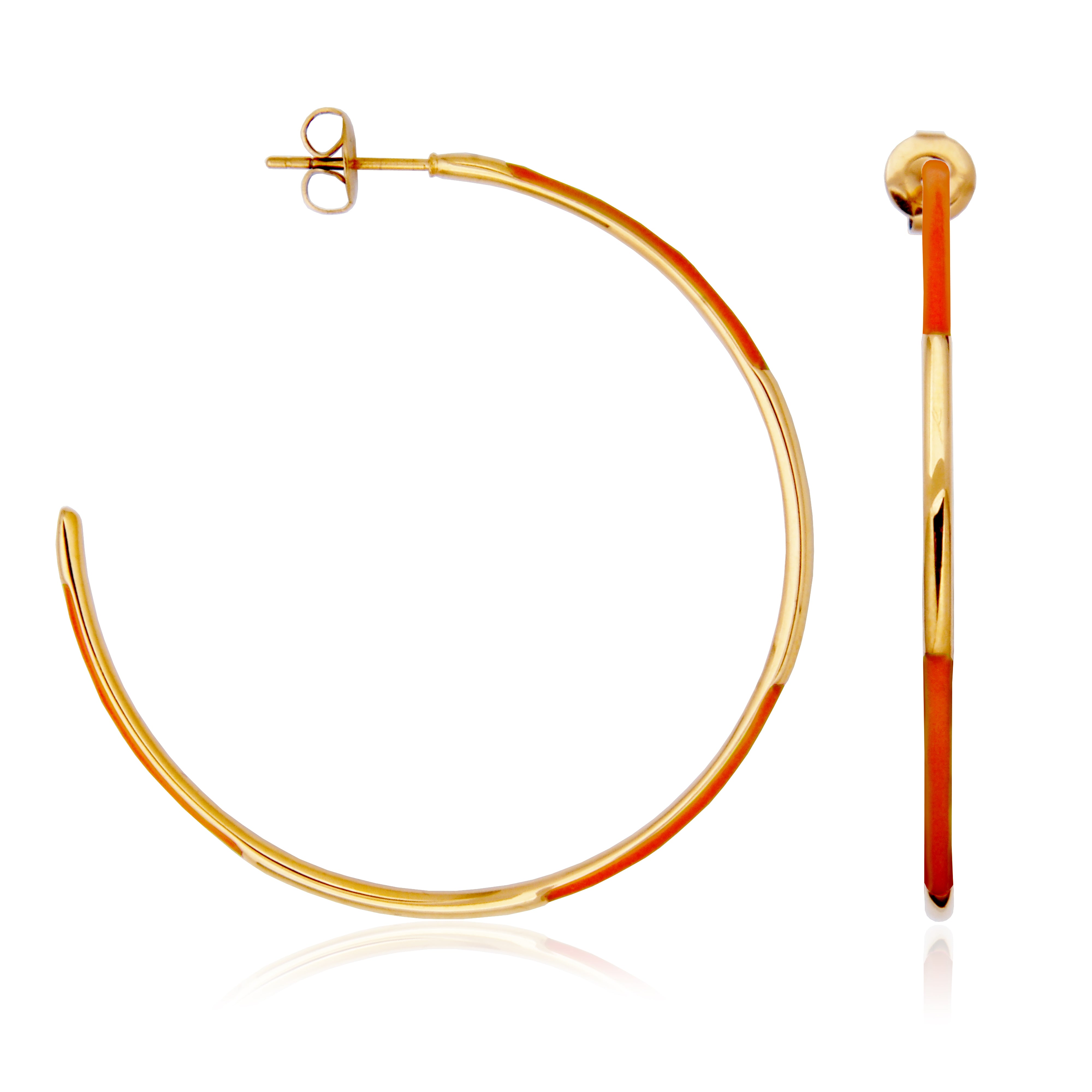 Steelx Ip Gd Orange Enamel Slim Hoop 40Mm