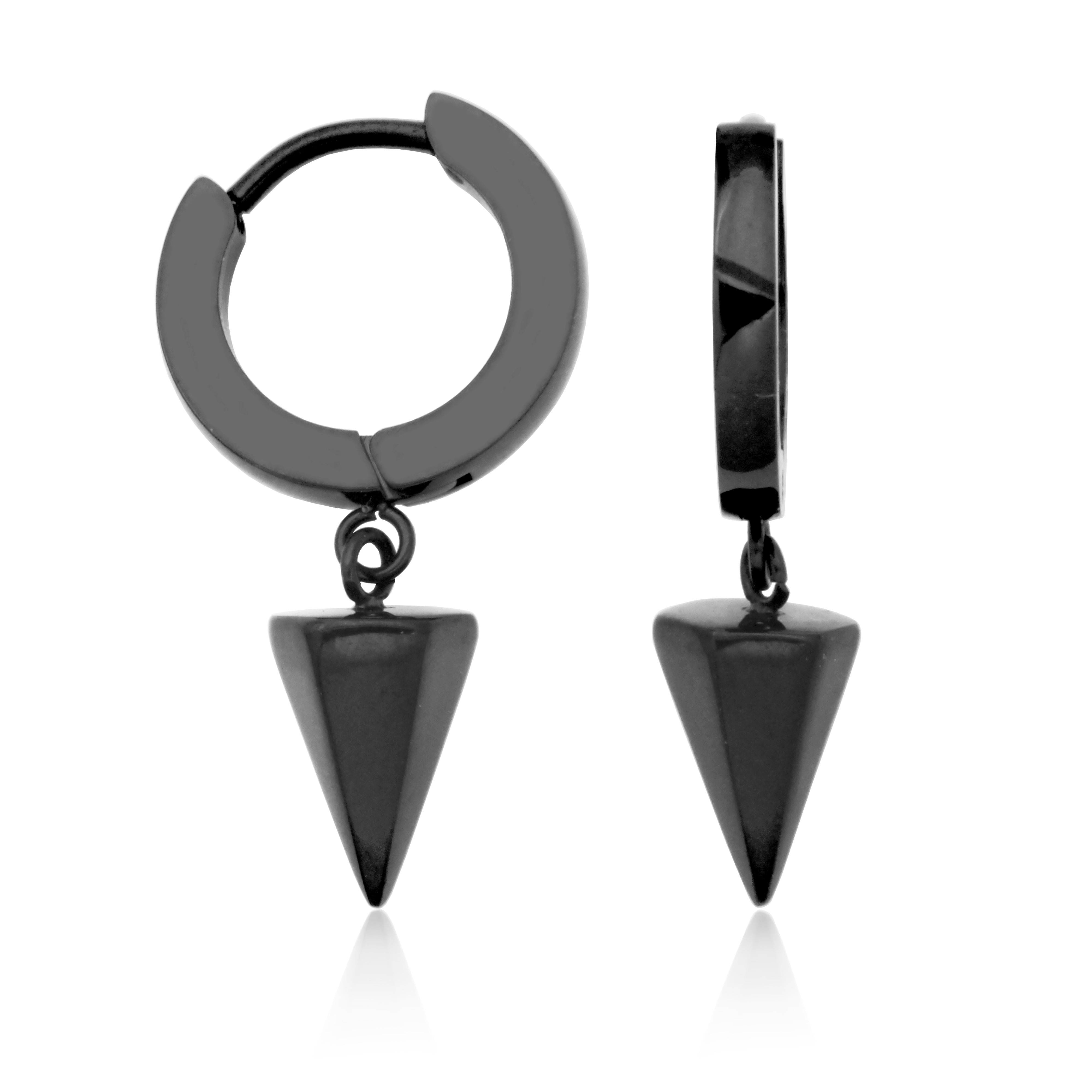 Steelx Ip Black 13Mm Huggie Spike Drop Earring