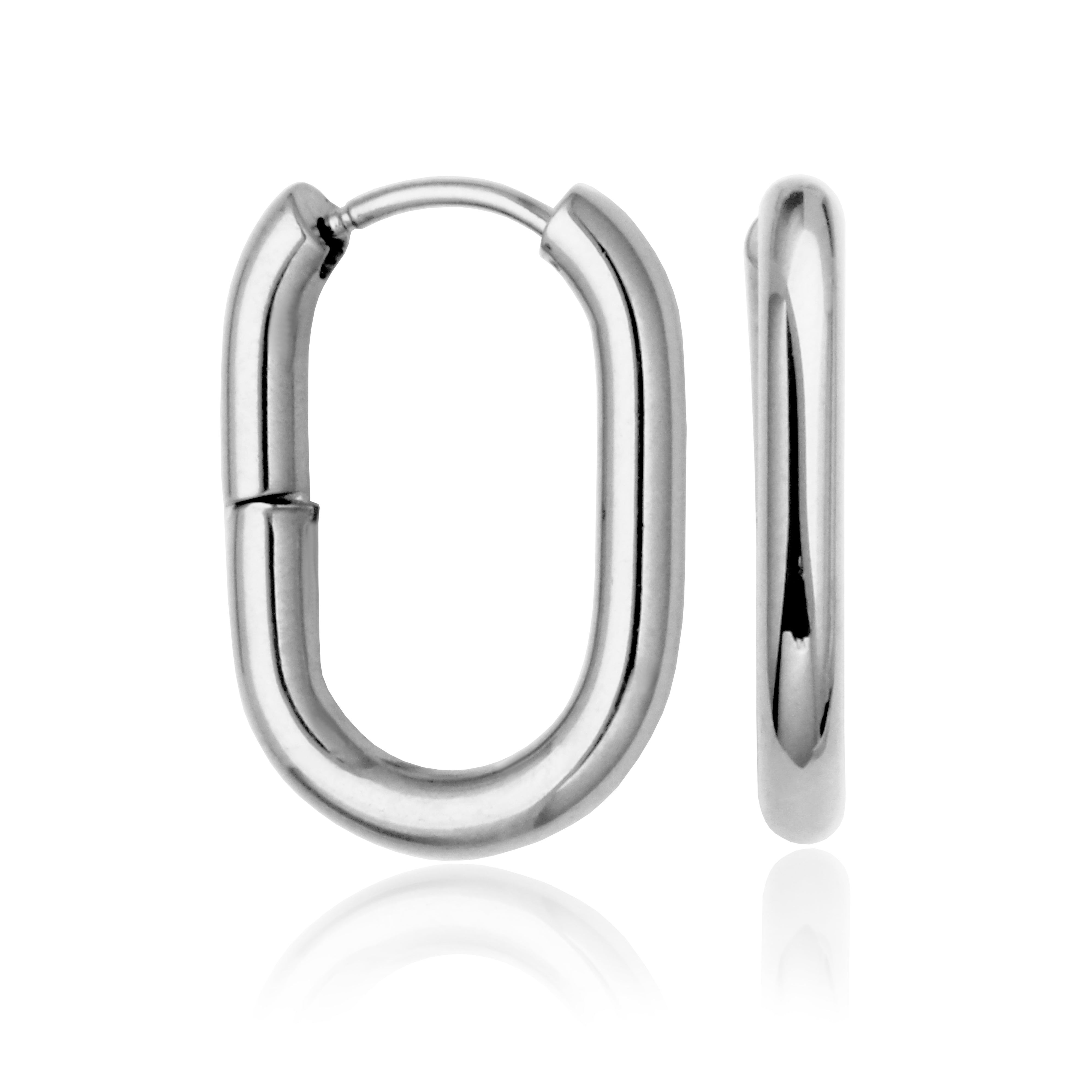 Steelx Square Oval Tube Hoop Earring Od23*16Mm