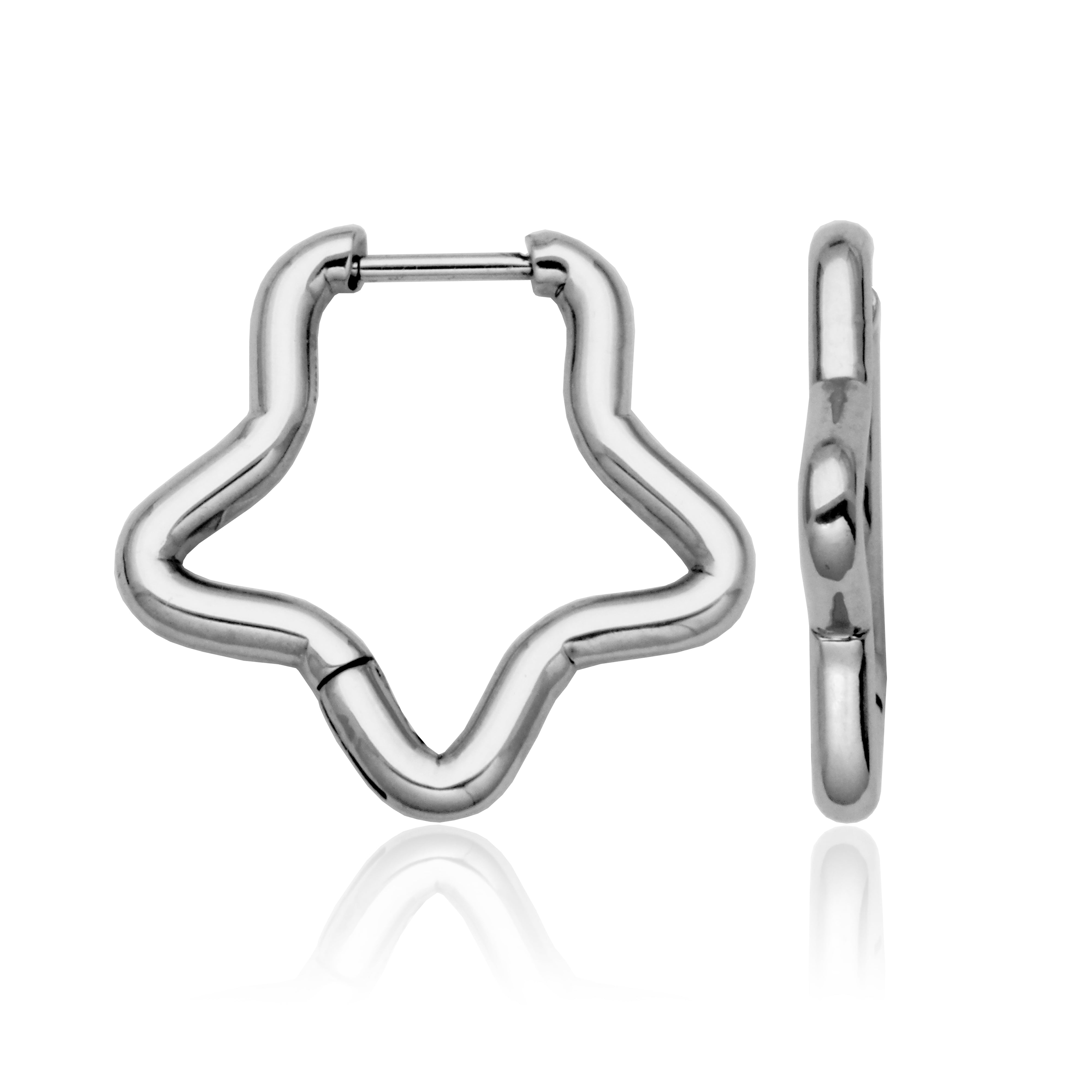 Steelx Star Tube Hoop Earring Od22*23Mm