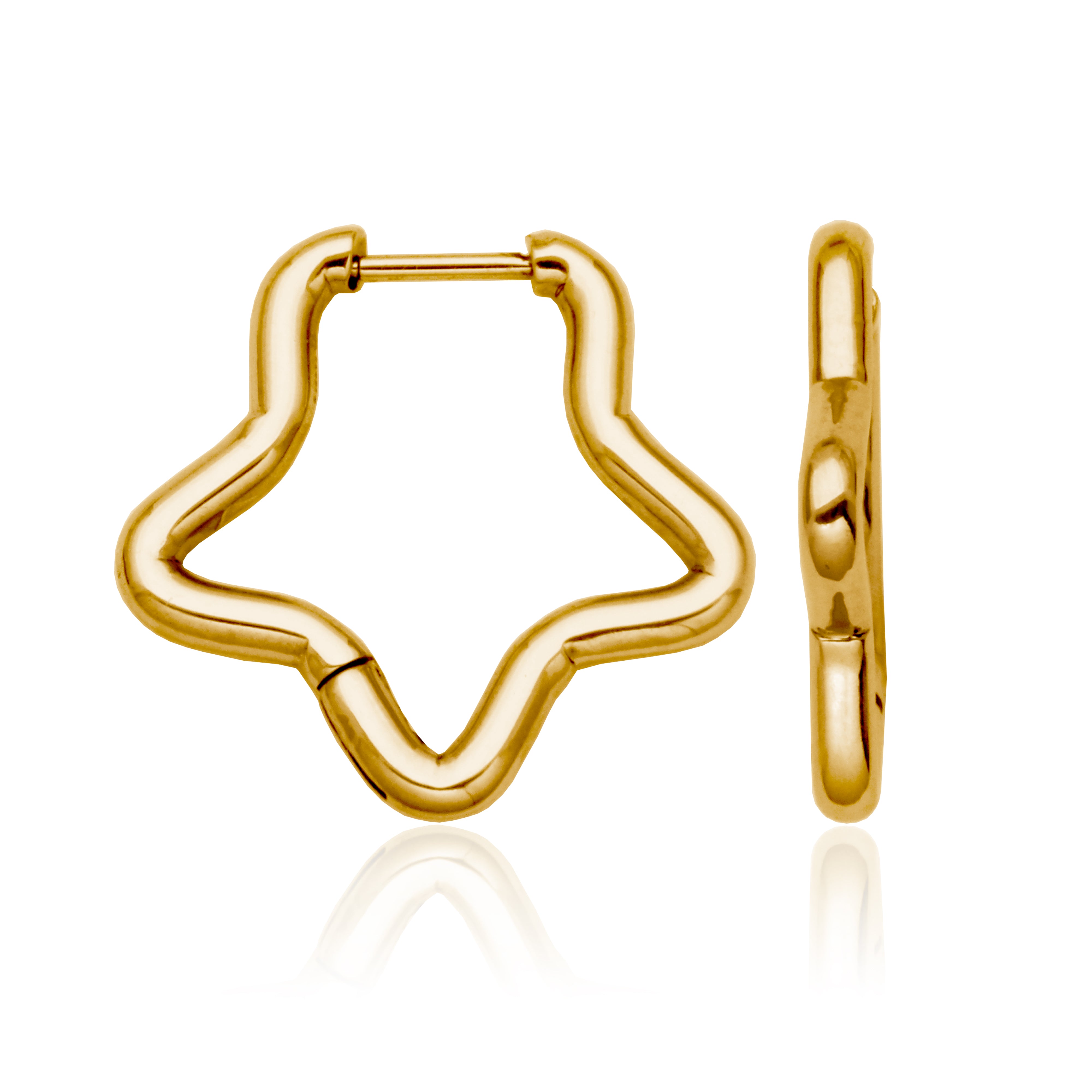 Steelx Ipgd Star Tube Hoop Earring Od22*23Mm