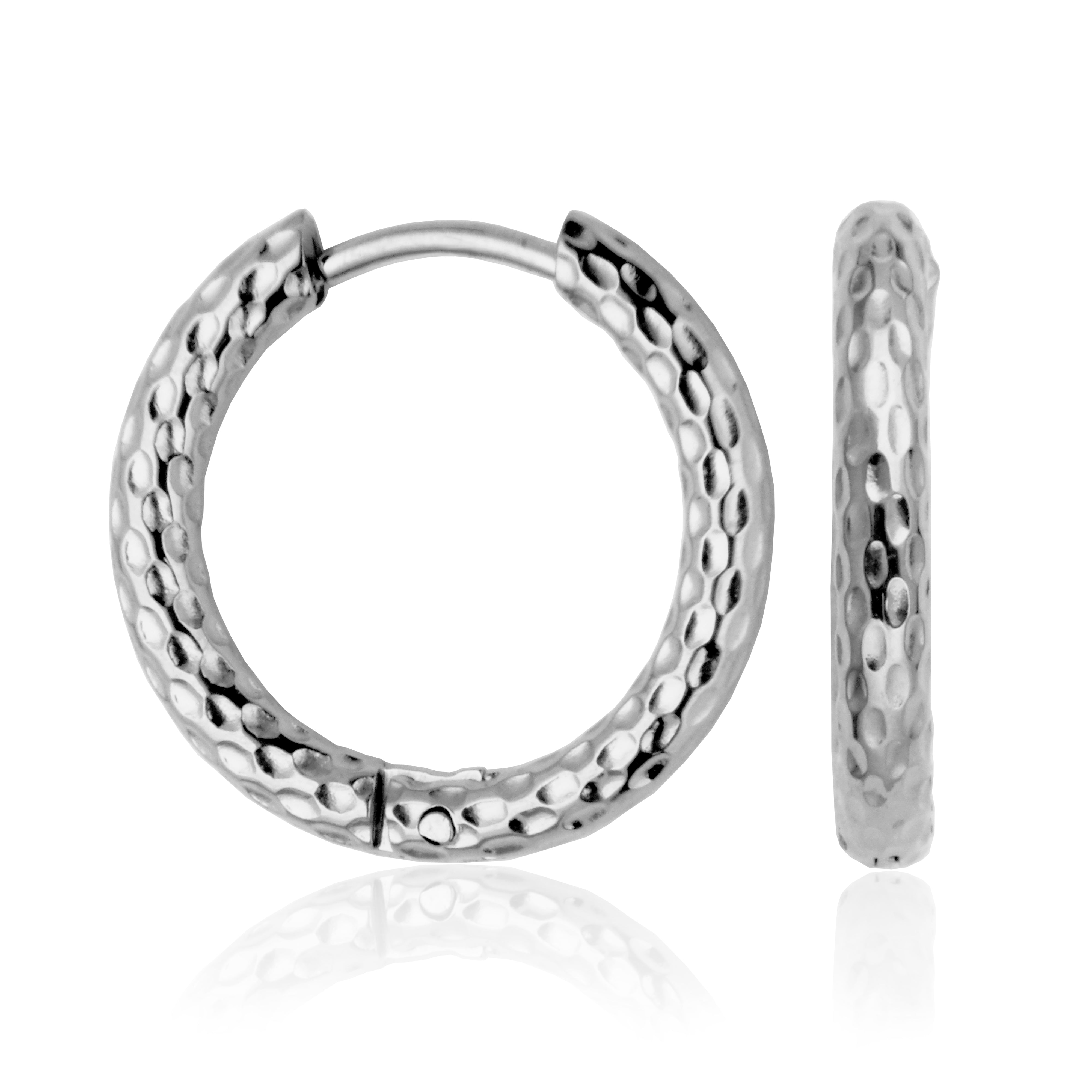 Steelx Textured Hoop Earring 14/19Mm