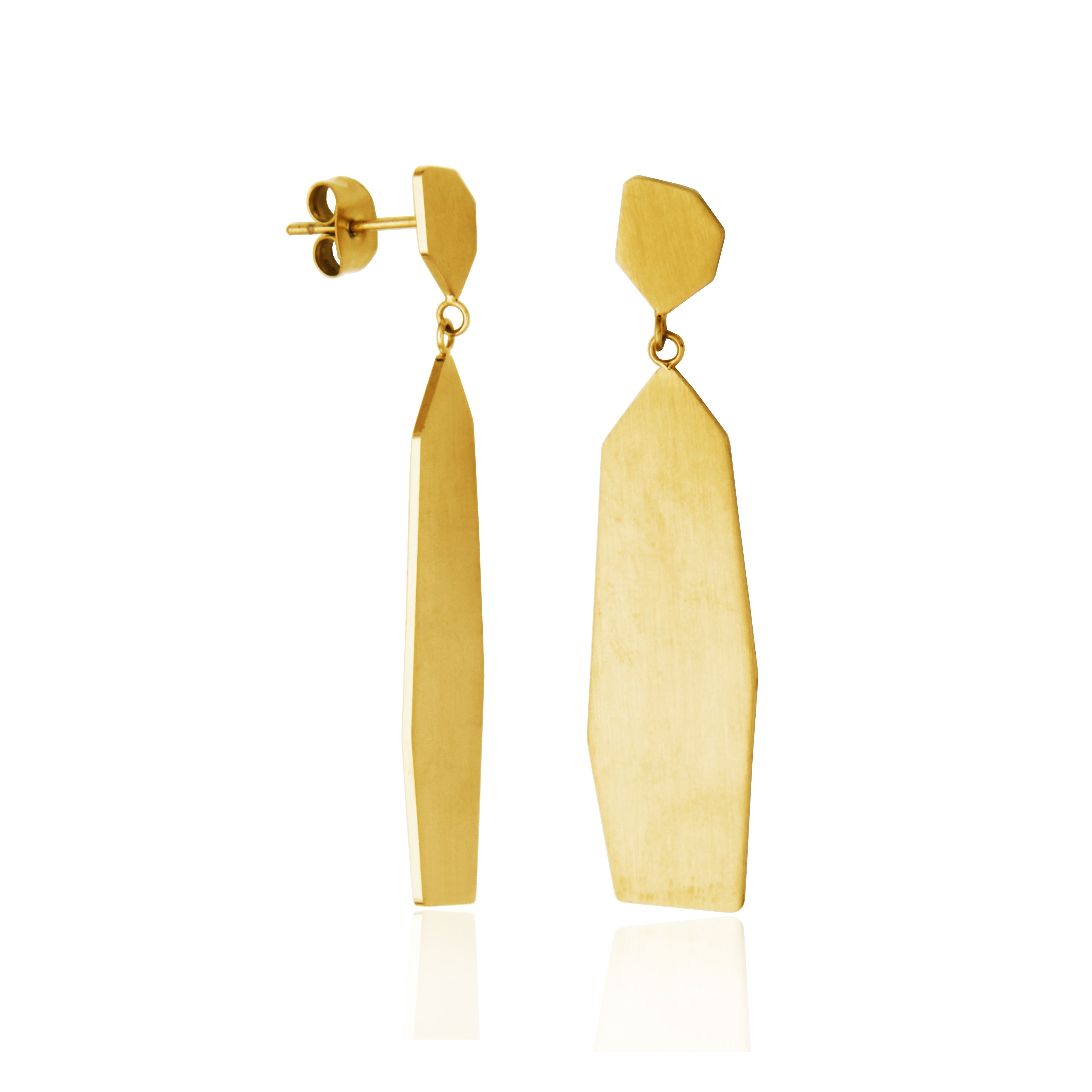 Steelx Ip Gd Off Hexagon Shape Drop Earring