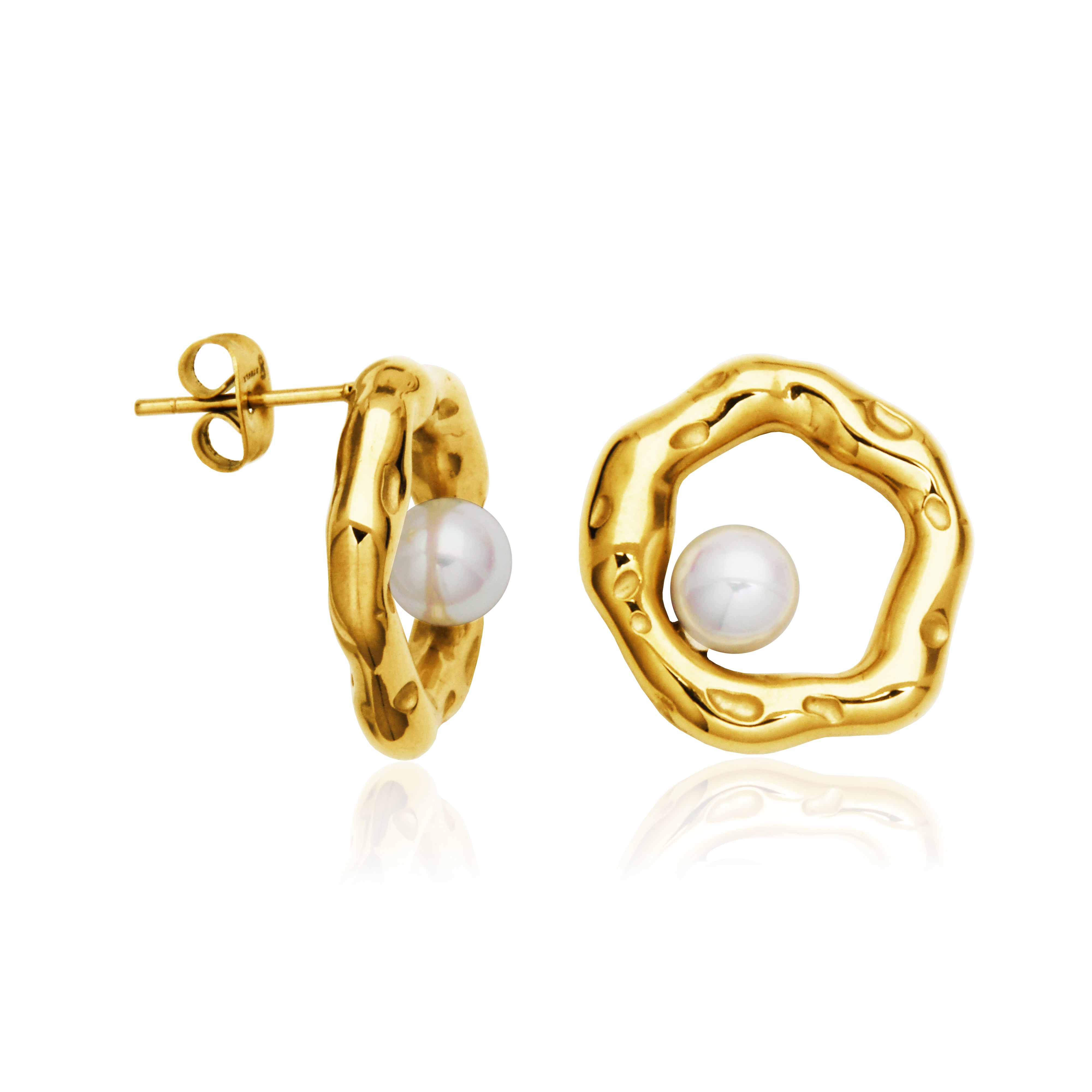 Steelx Ip Gd Immitation 6Mm Pearl On Round Post