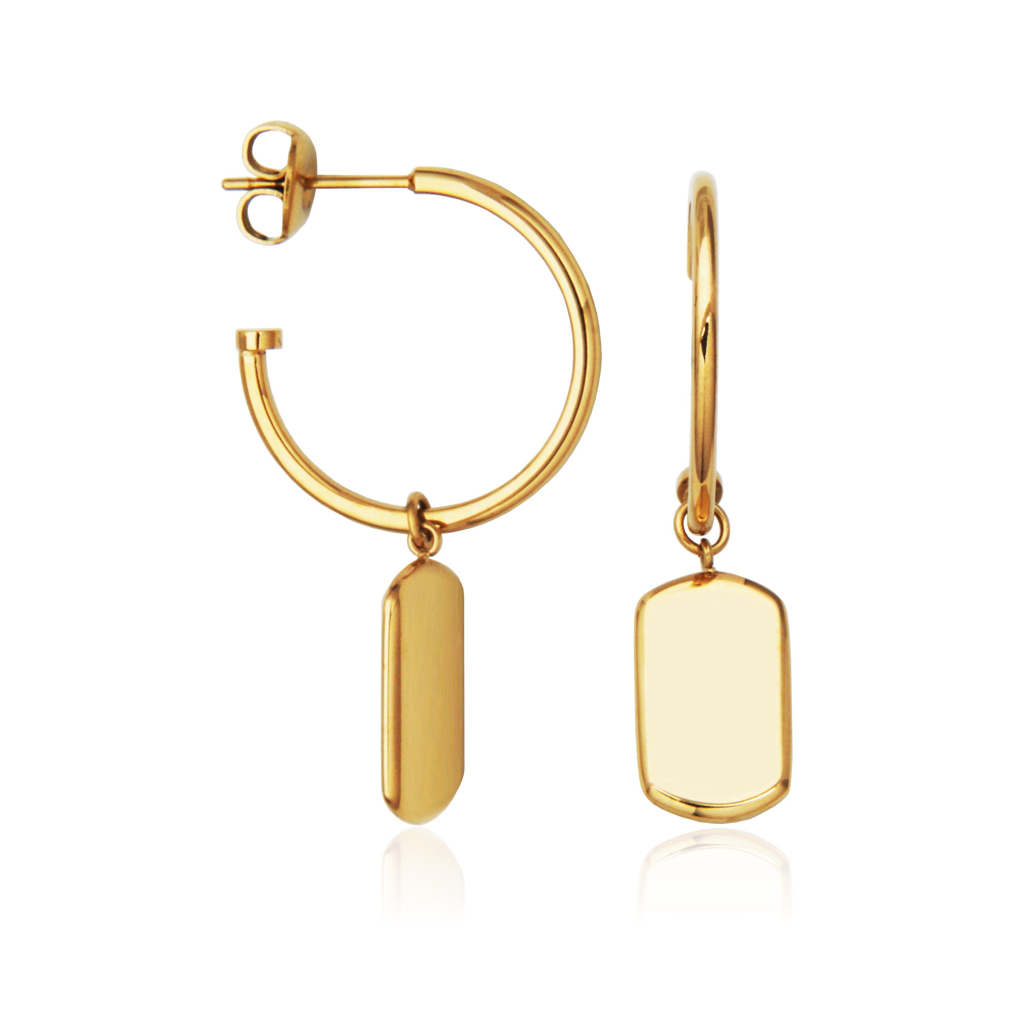 Steelx Ip Gd Sq Charm 8.5*15Mm Od 20Mm Hoop