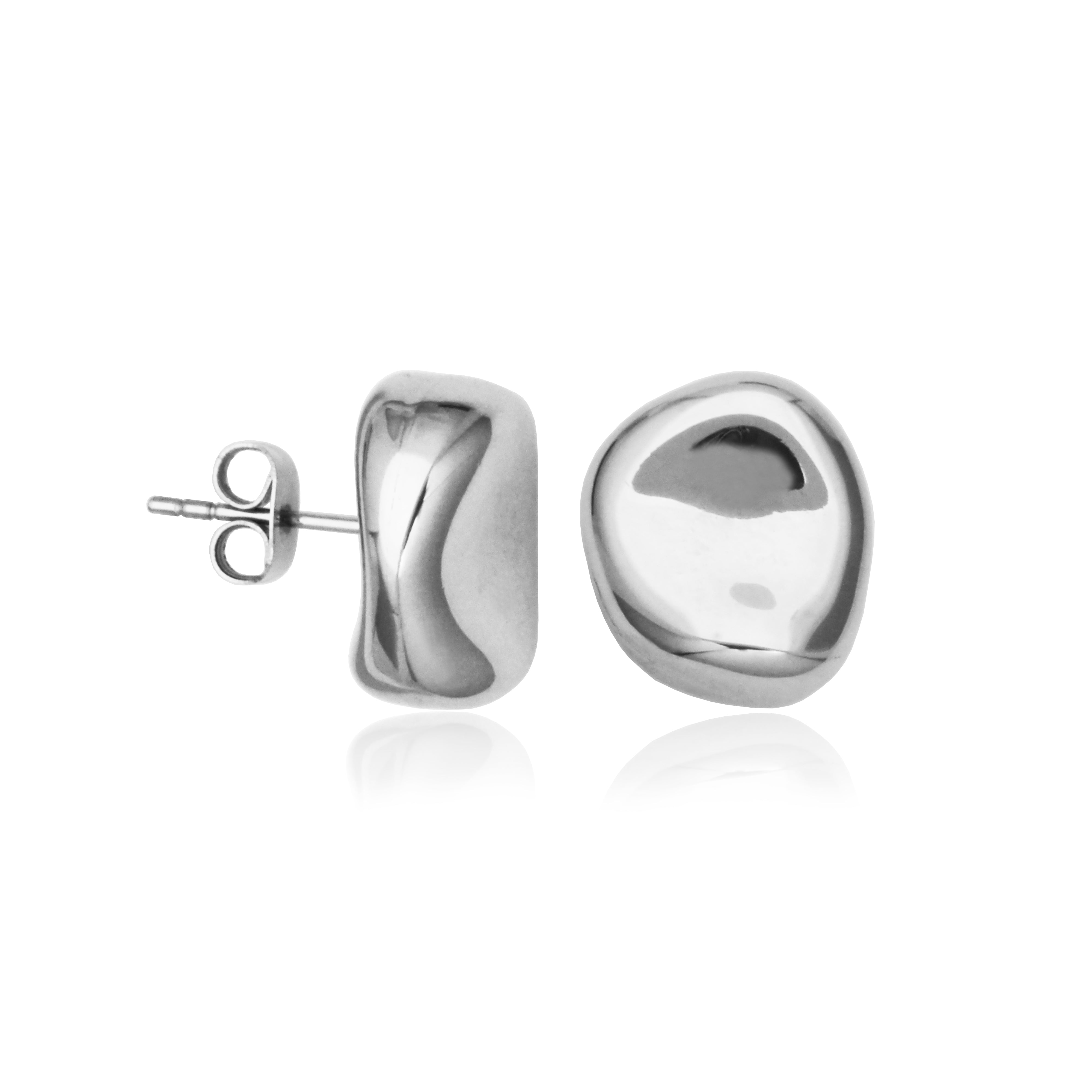 Steelx Concave Pebble 13*14Mm Post Earring