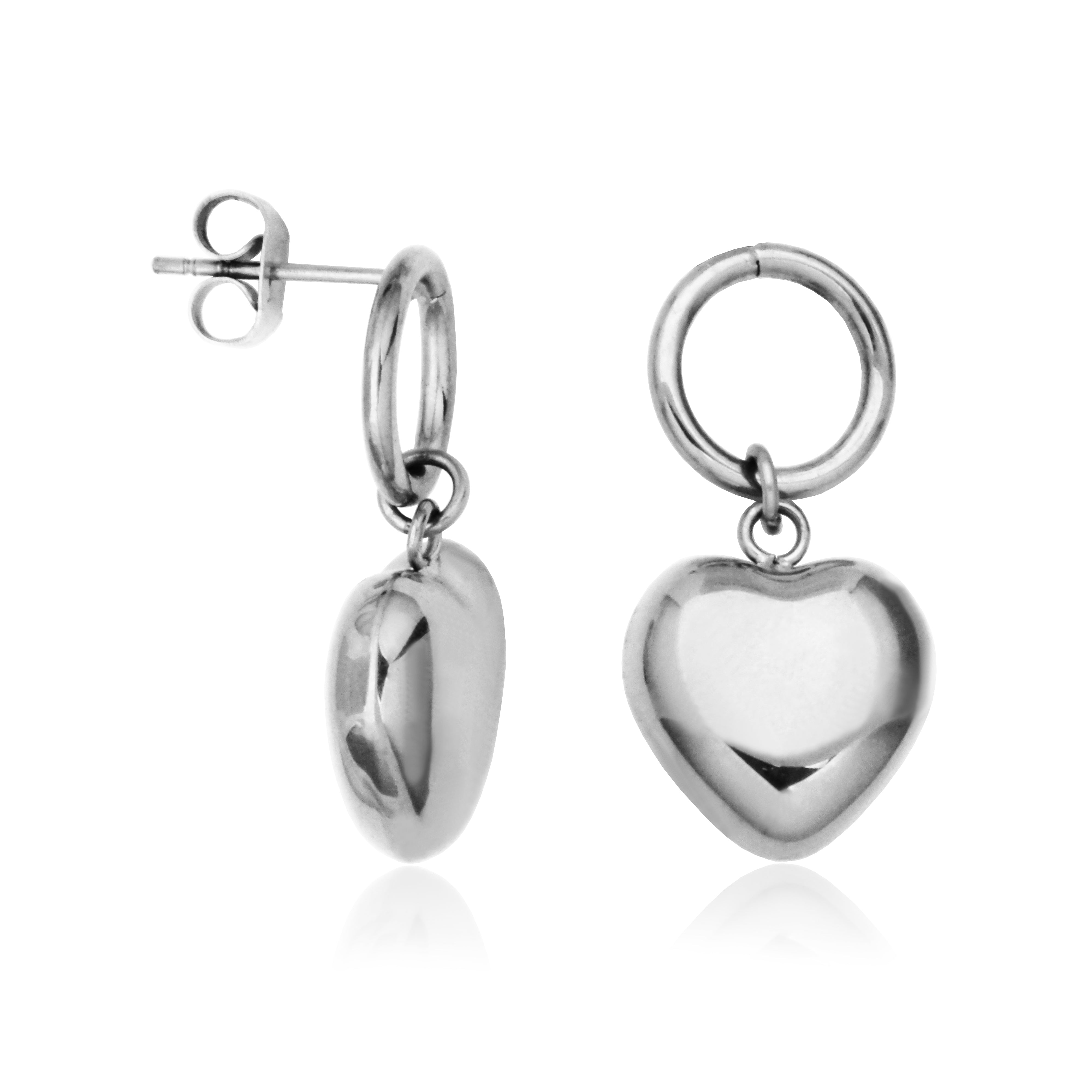 Steelx High Polish Puffy Heart 13*15Mm Earring
