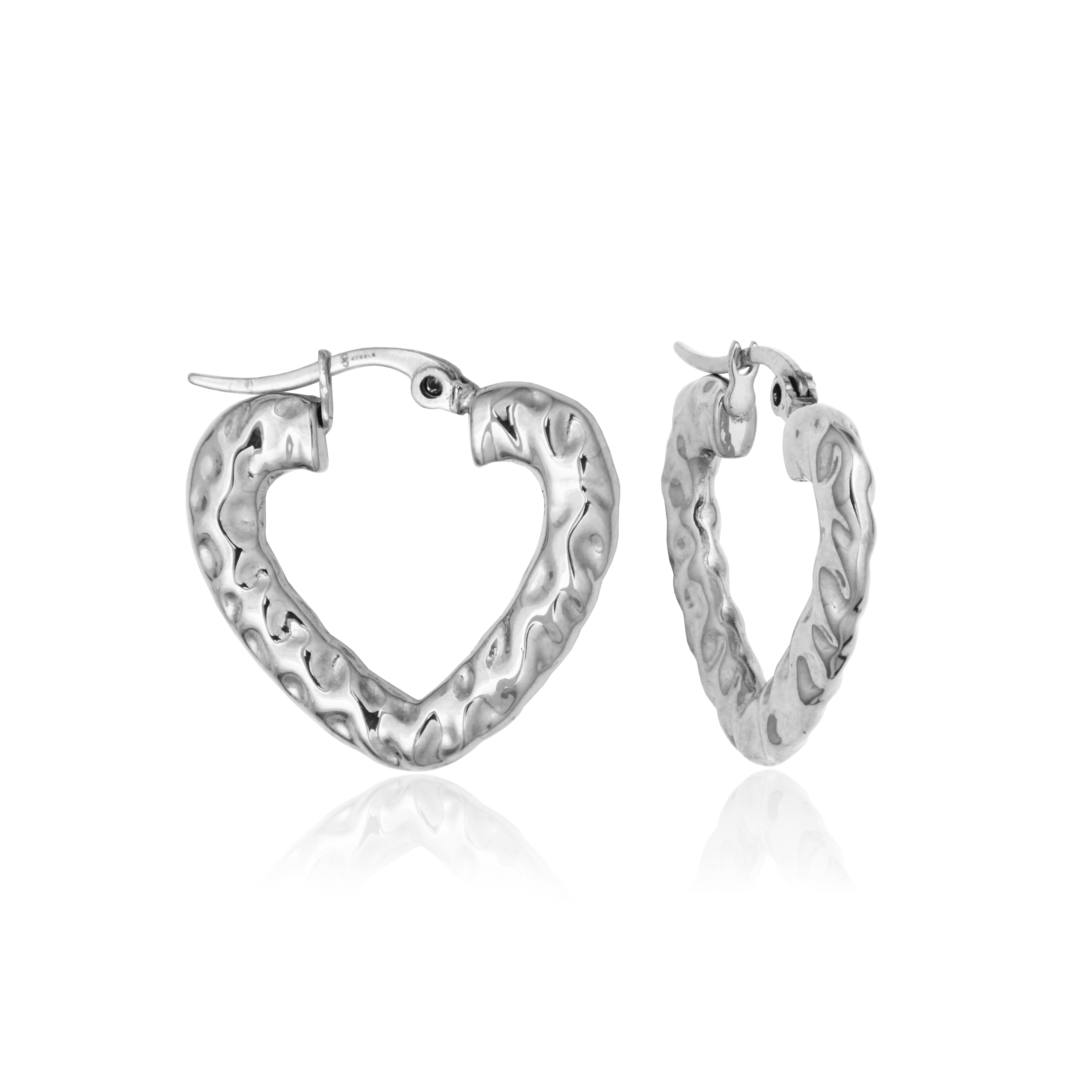 Steelx Crinkled Heart 25*24Mm Earring