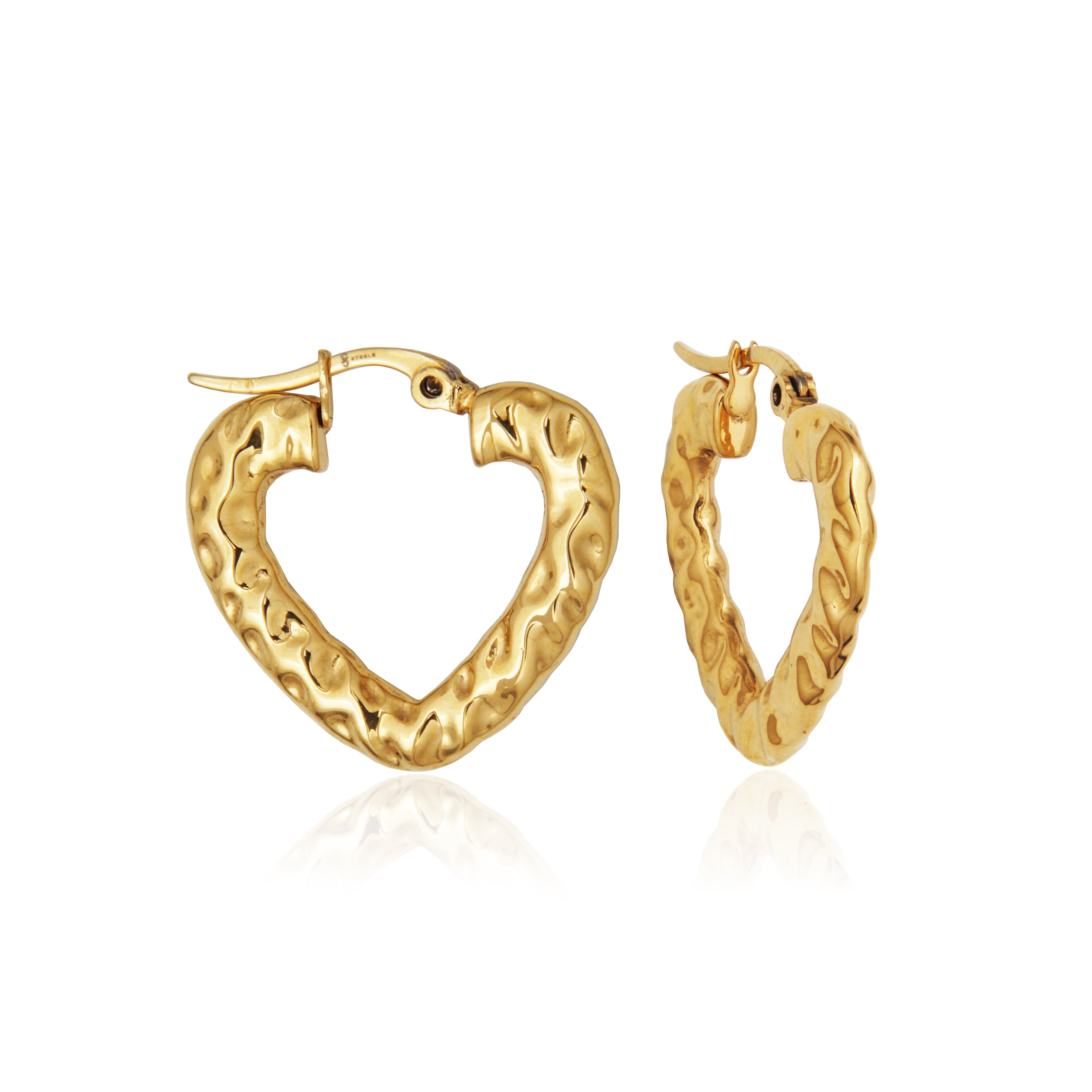 Steelx Ip Gd Crinkled Heart 25*24Mm Earring