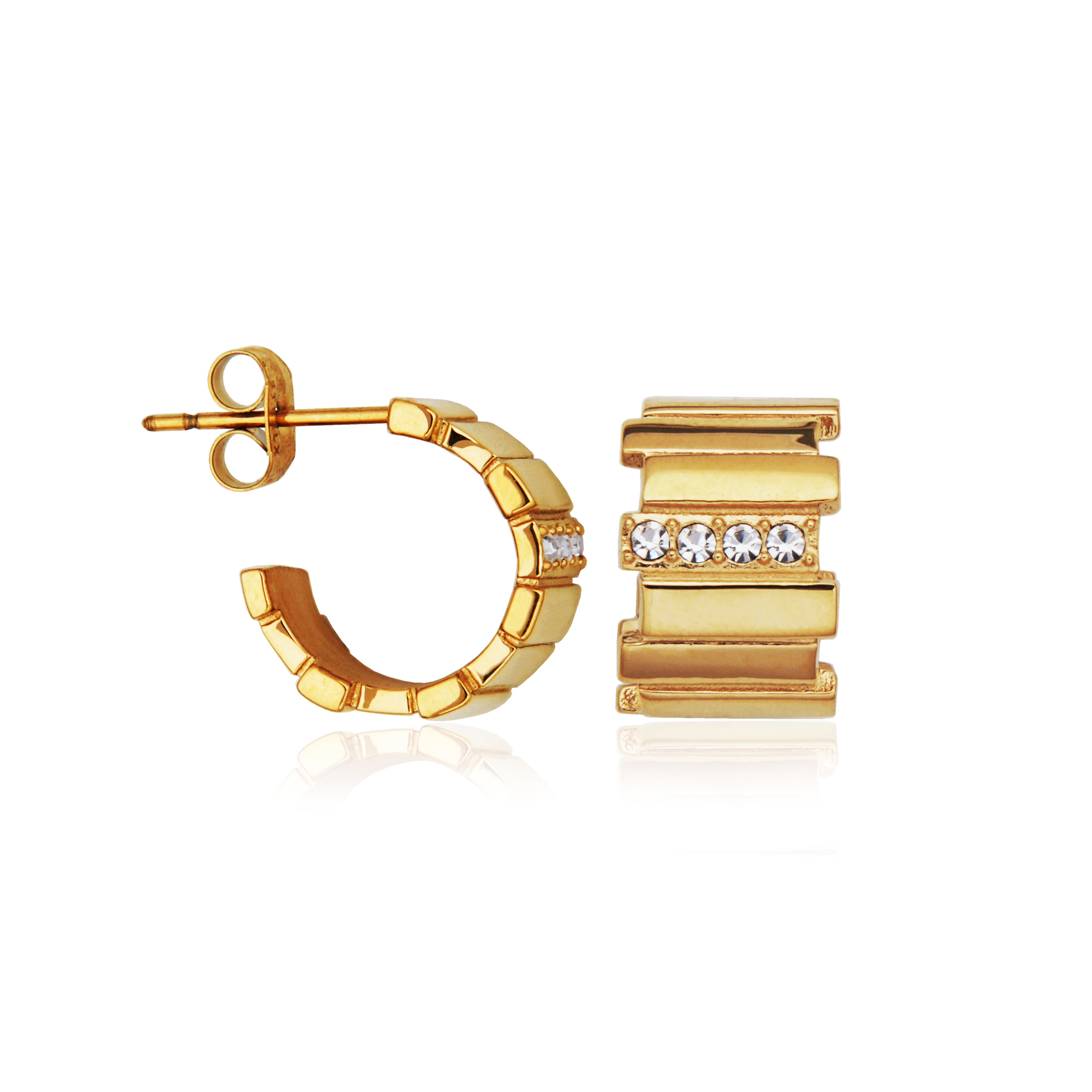 T2XJ790200 - Ridged Preciosa Crystal Open Huggie Earrings