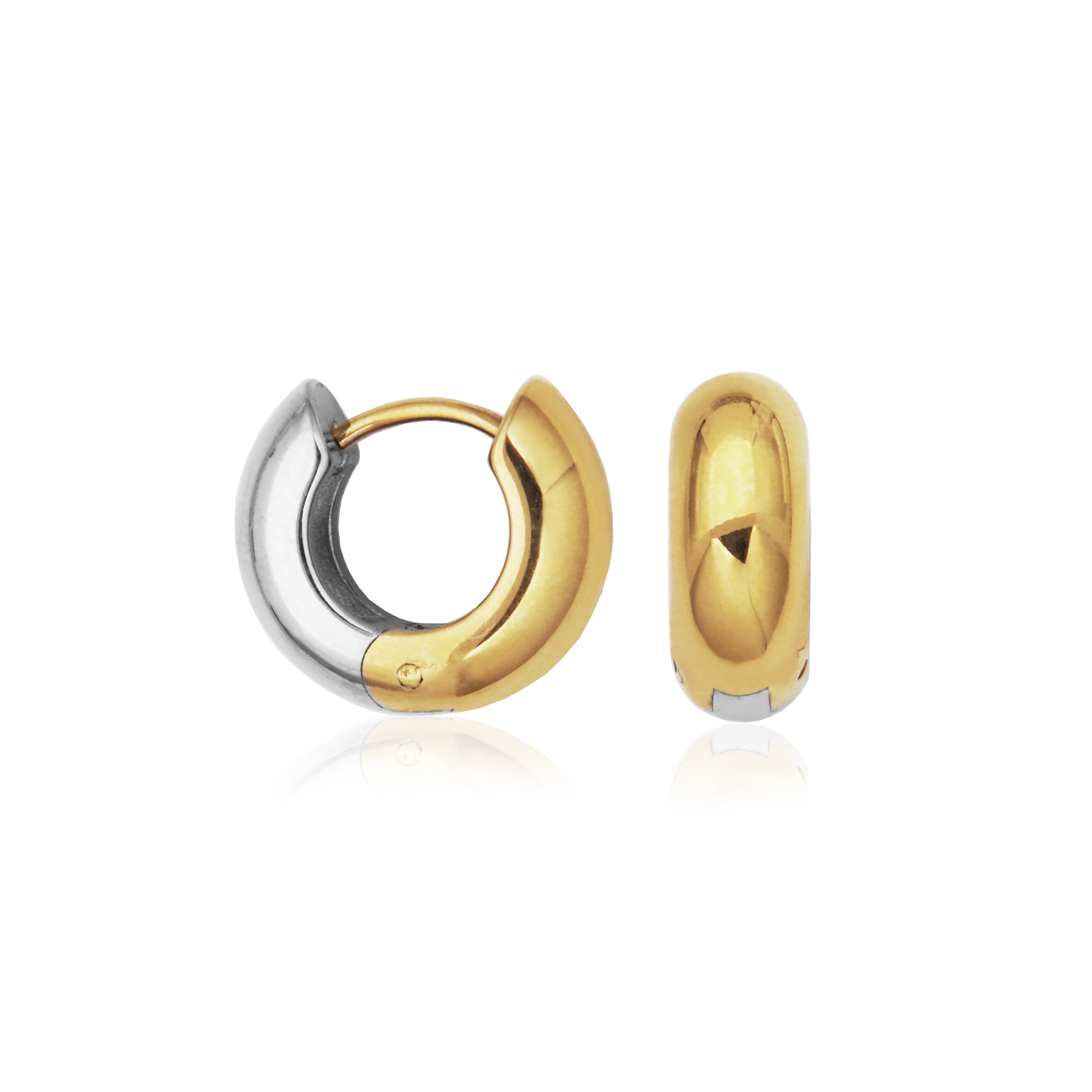 T2XJ830200 - Two-Tone Reversible Puffy Huggie Earrings