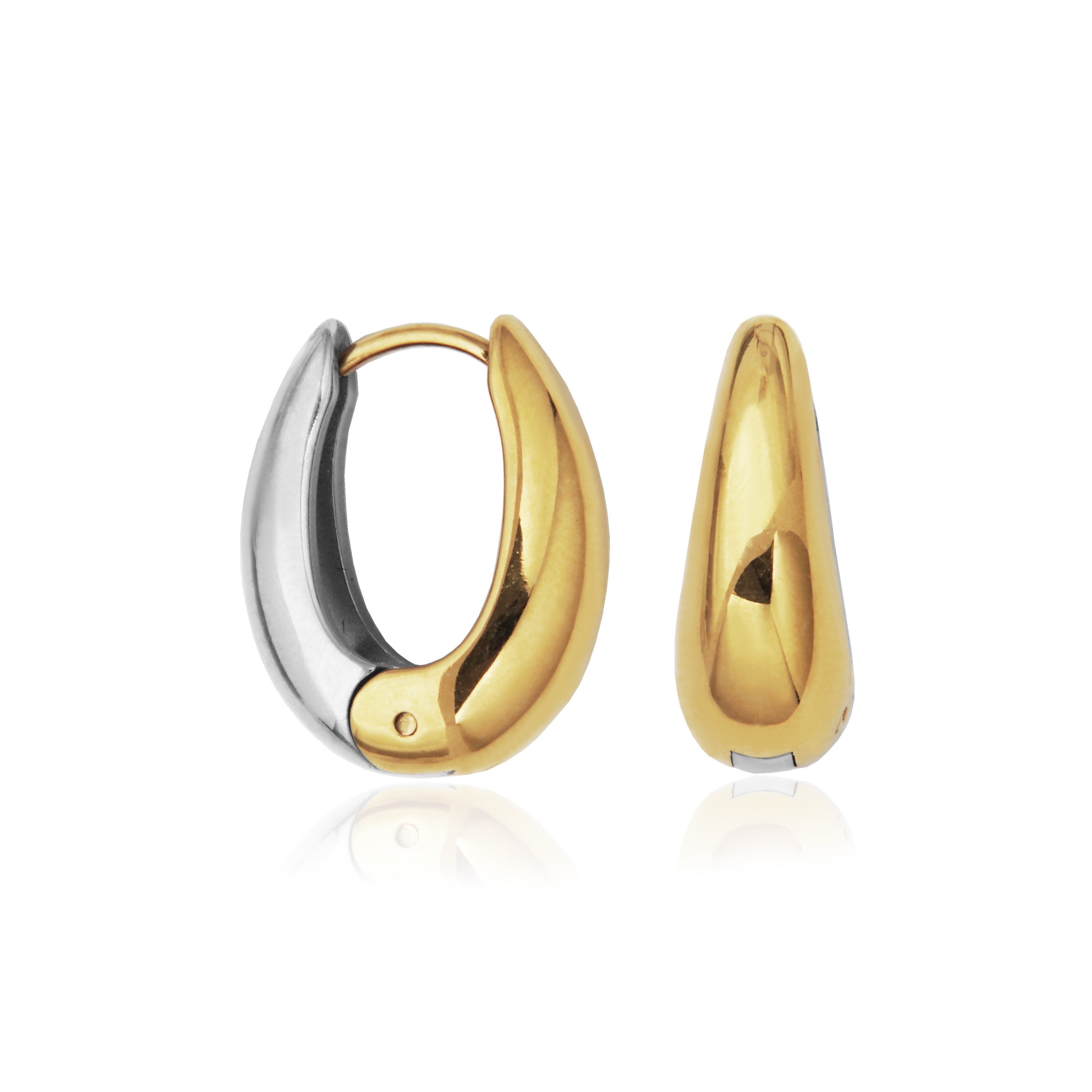 T2XJ840200 - Two-Tone Reversible Puffy Hoop Earrings