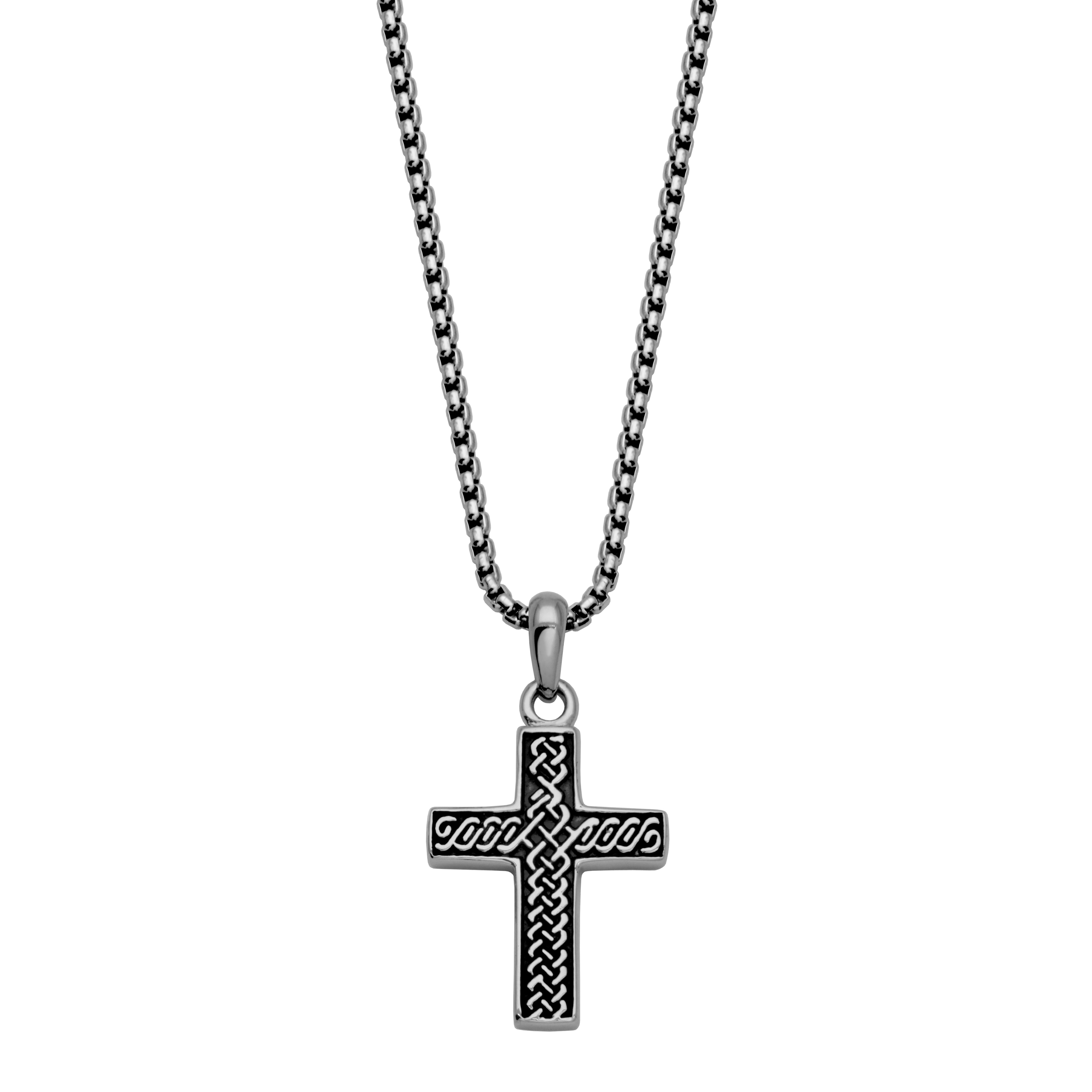 Steelx Stainless Steel Cross Pendant With 24" Round Box Chain