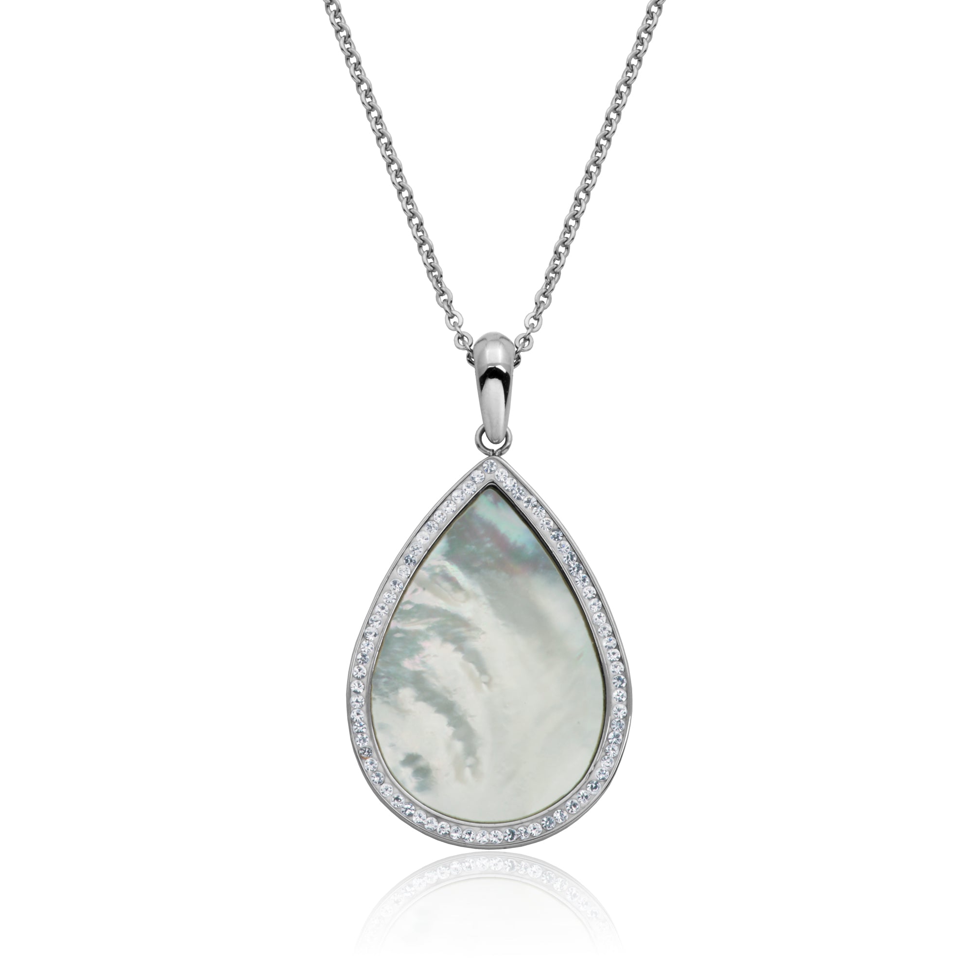 Steelx Pendant Mop &amp; Priciosa Crystal Cable Chain 18+2"