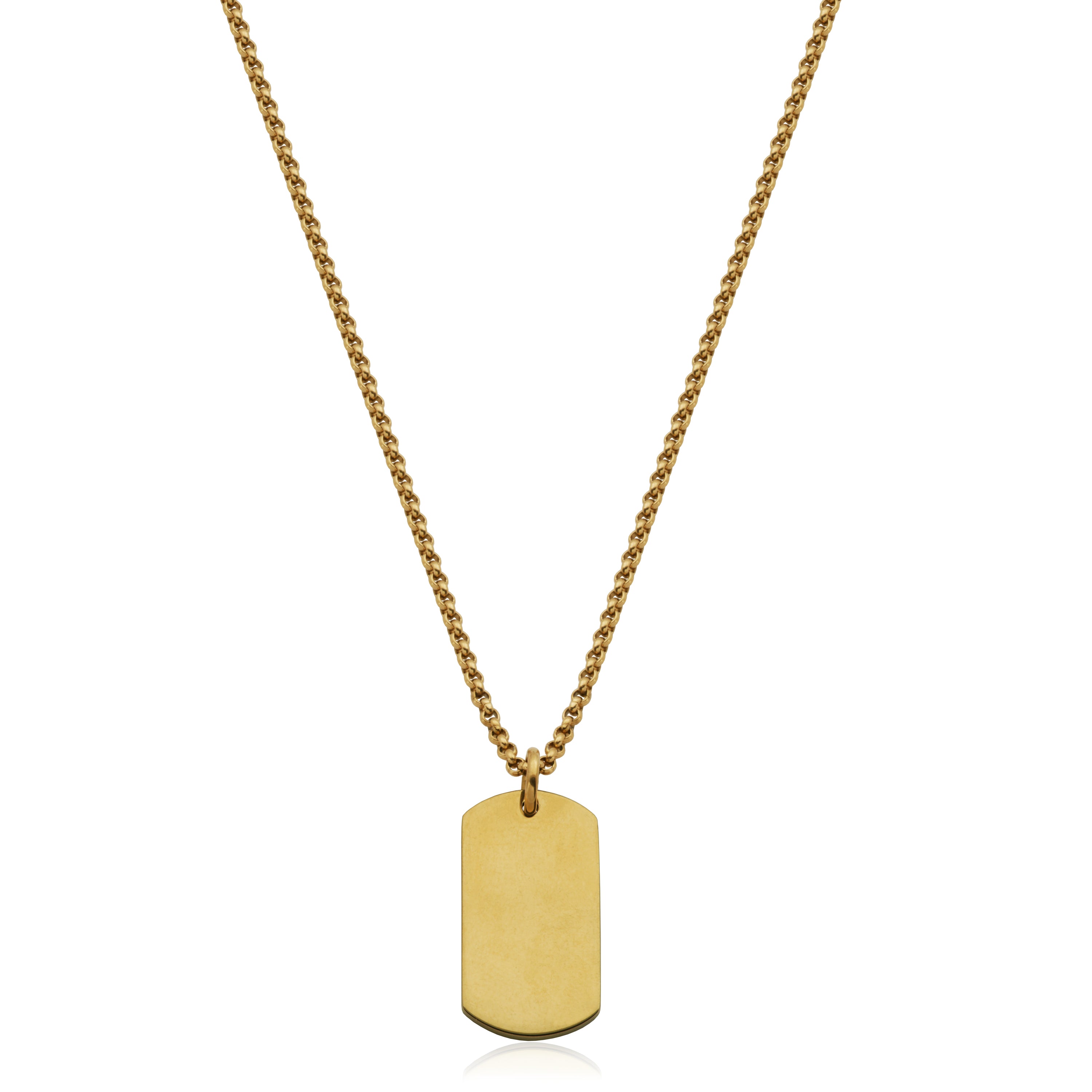 Steelx  "Engrave Collection"  Ip Gold Dog Tag Necklace. 20"