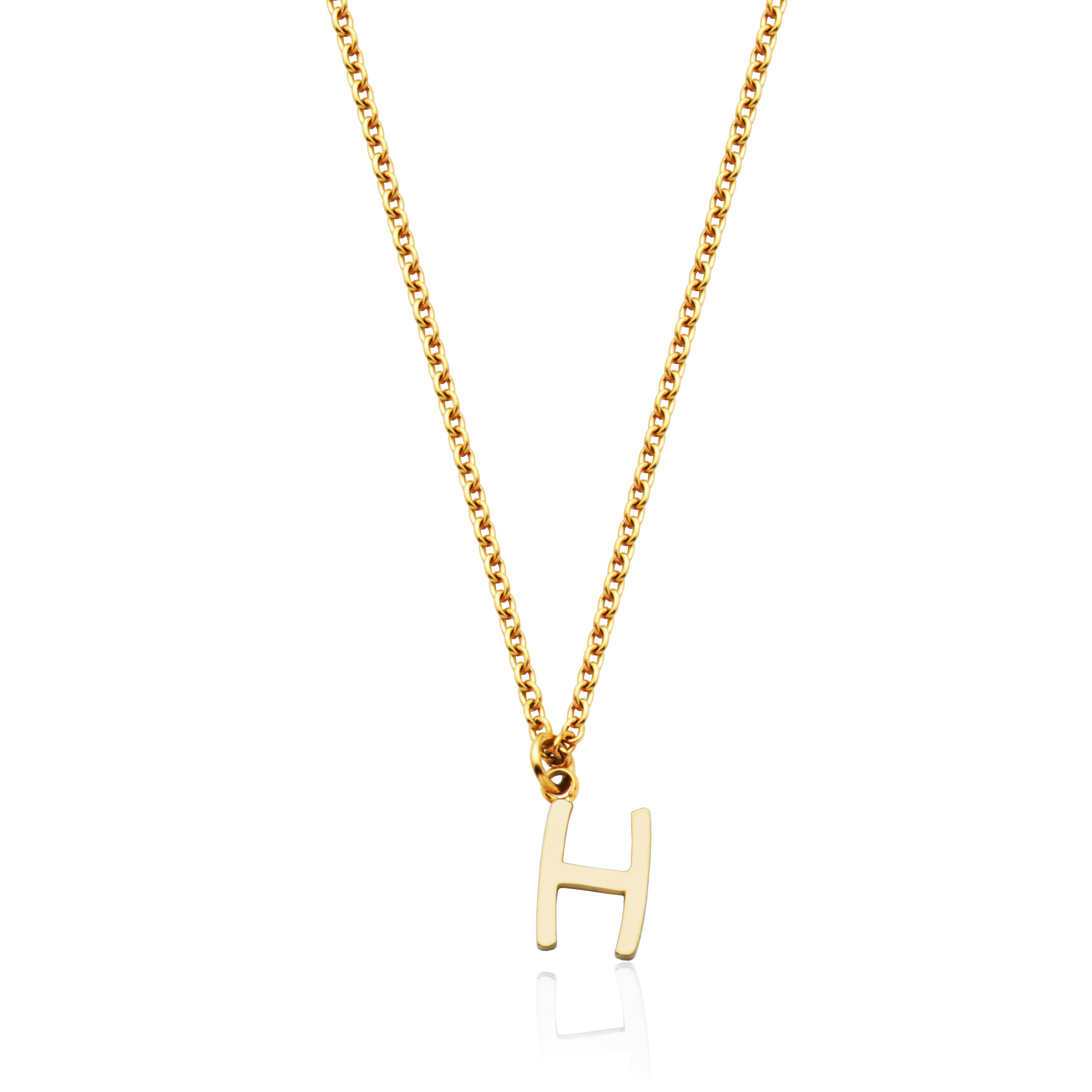Steelx Carded Letter "H" Nekclace With Gold Plating. 18"+2"