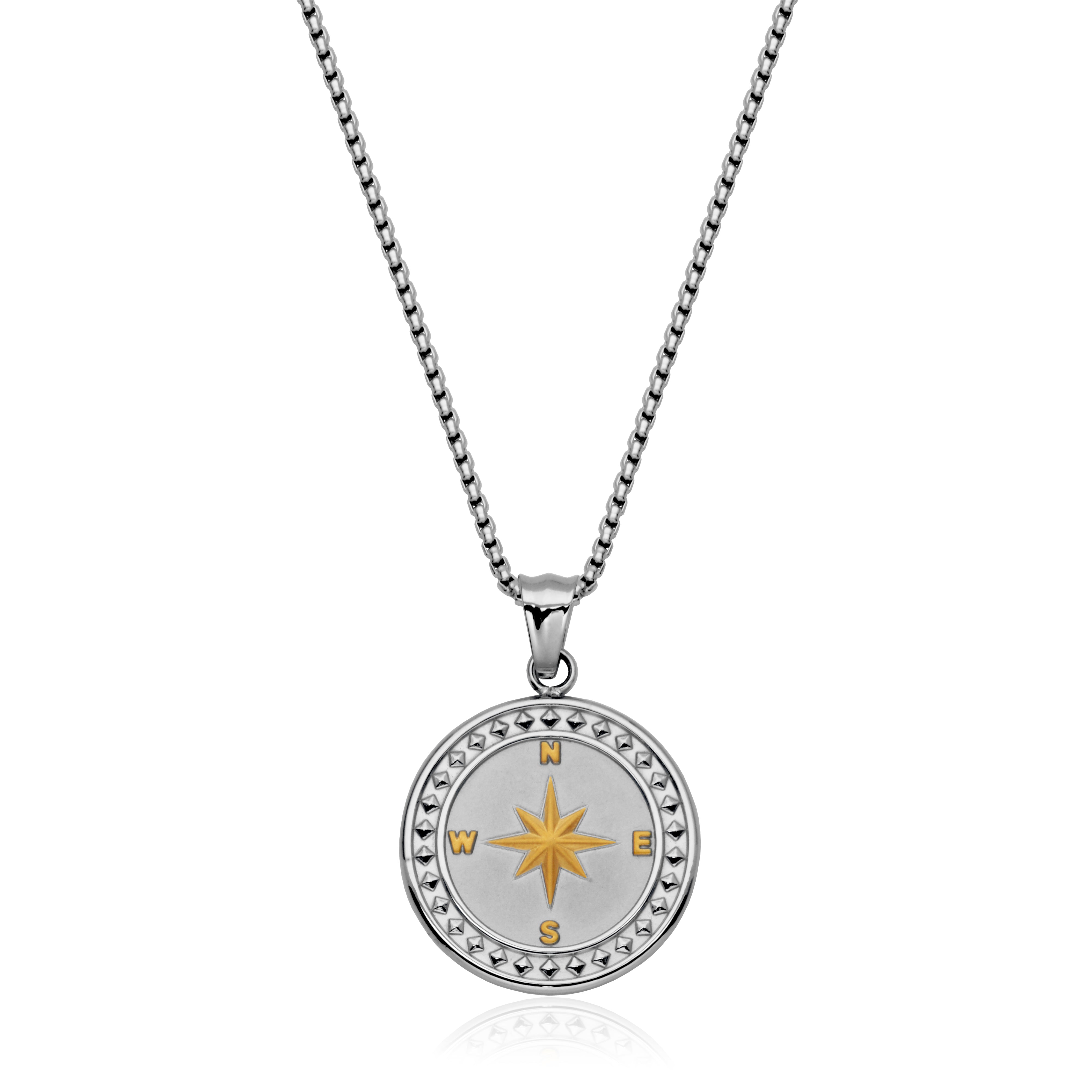 CJ STEELX Compass Pendant - Silver and Gold