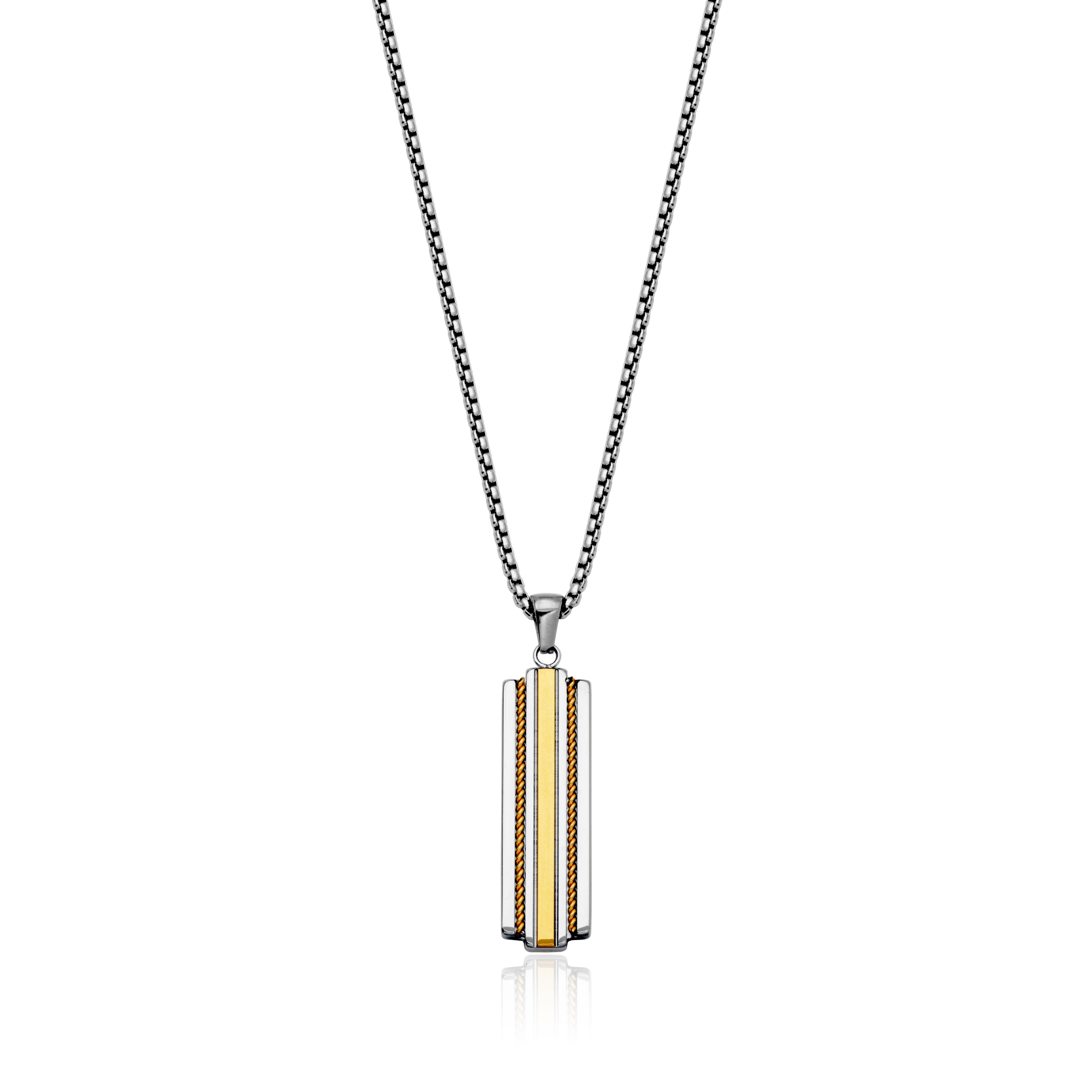 Steelx Ip Gd Two Tone Dog Tag 11*35Mm Pendant 22"