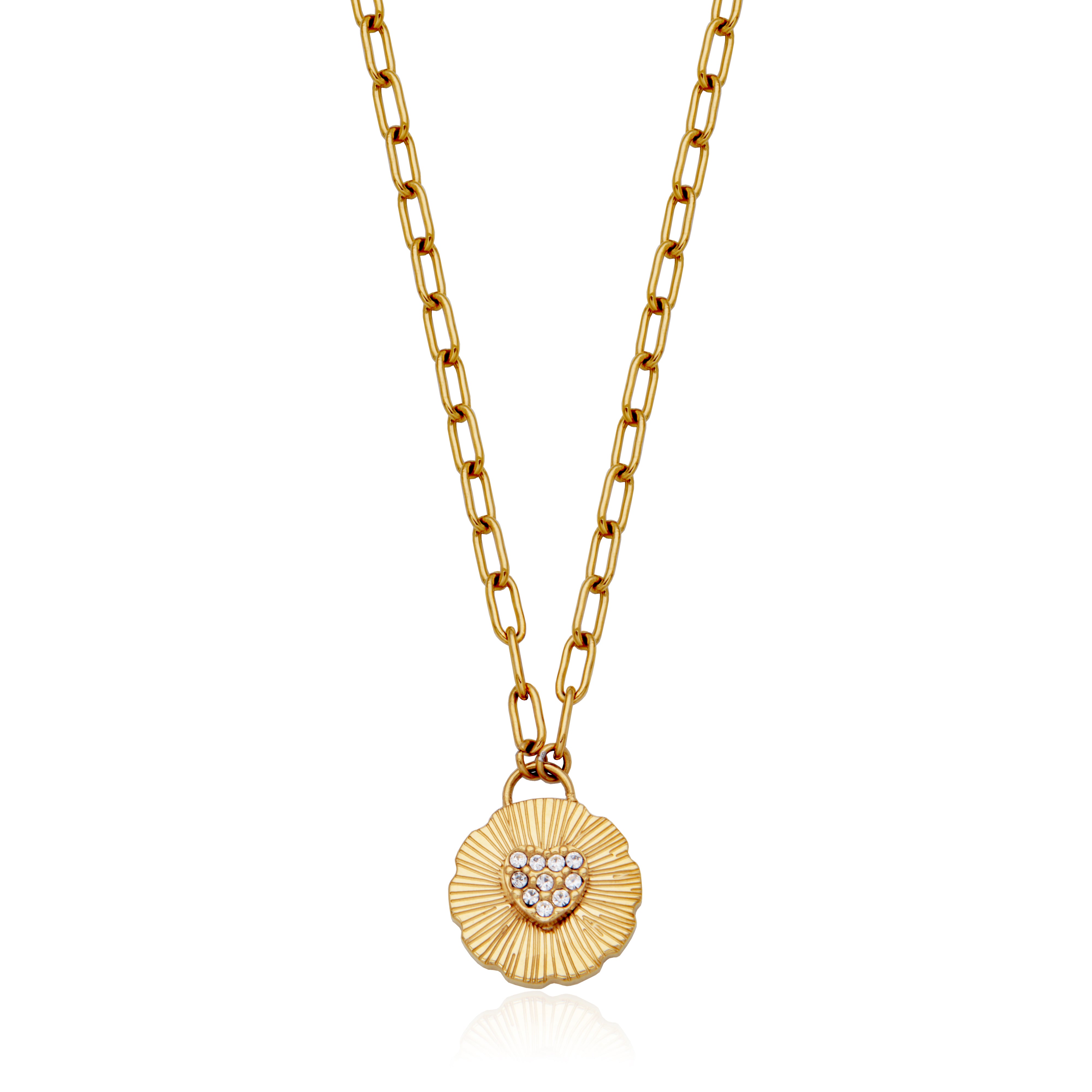 Steelx Ipgd Crystal Heart Textured Disc 12Mm Pend18+2"