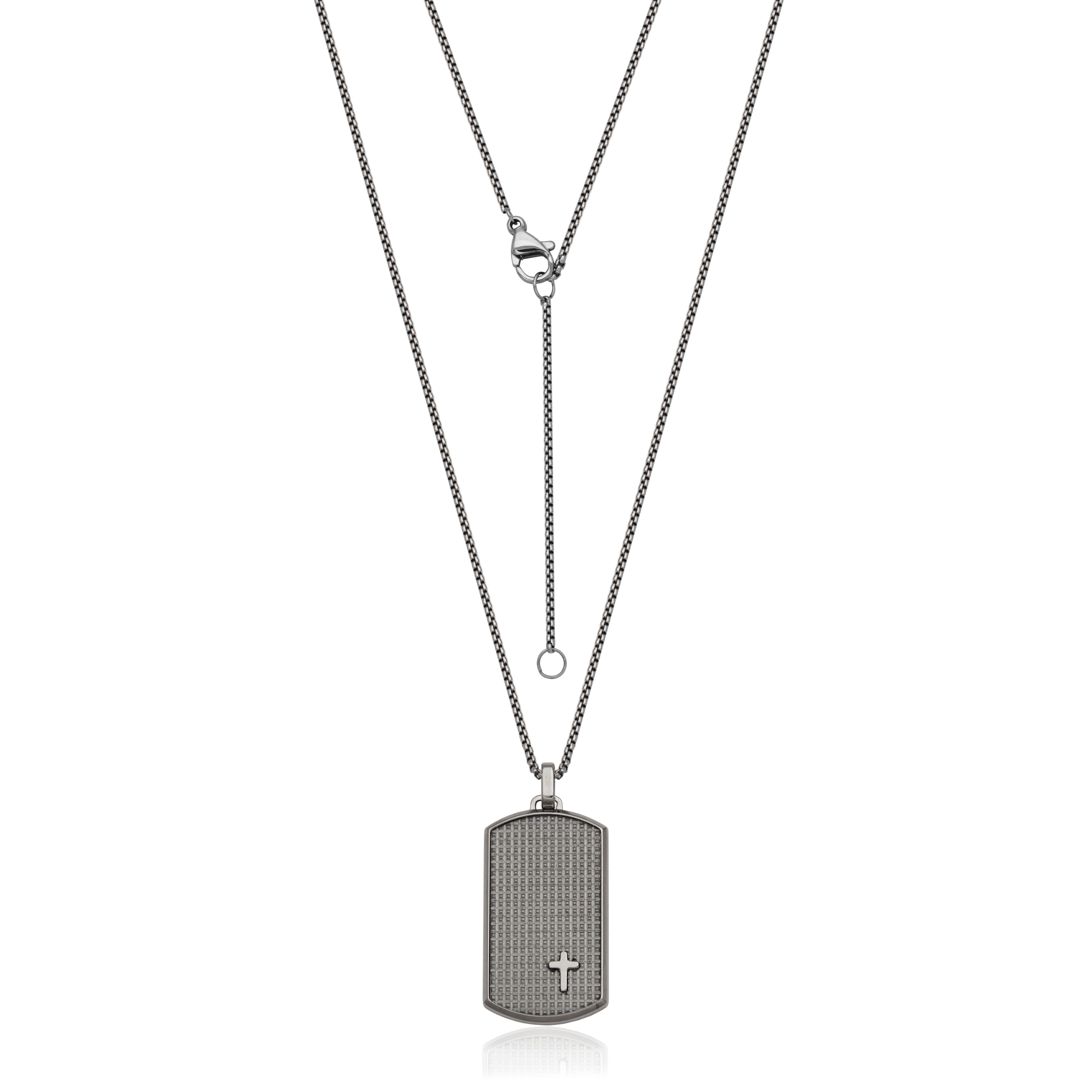 Steelx Textured Dog Tag 18.5*35Mm Pendent 22"